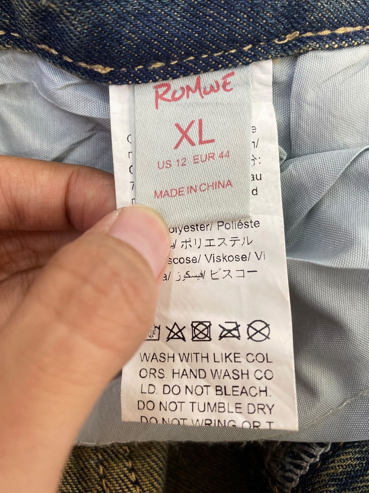 Japanese Brand Romwe Brand Heavy Ripped Vintage Wash Style Wide Leg Jeans Size US 34 / EU 50 - 10 Thumbnail