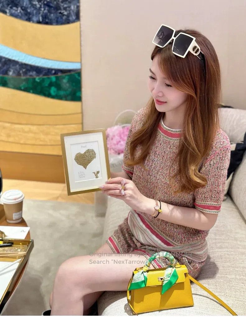 Chanel Pink mixed-colour short-sleeved knitwear
