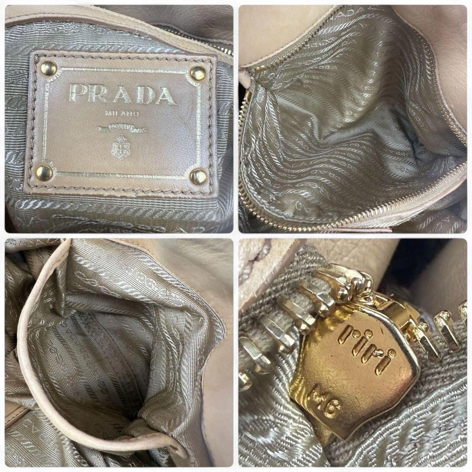 Prada Prada - Beige Leather Handbag Gold Hardware Size ONE SIZE - 8 Thumbnail