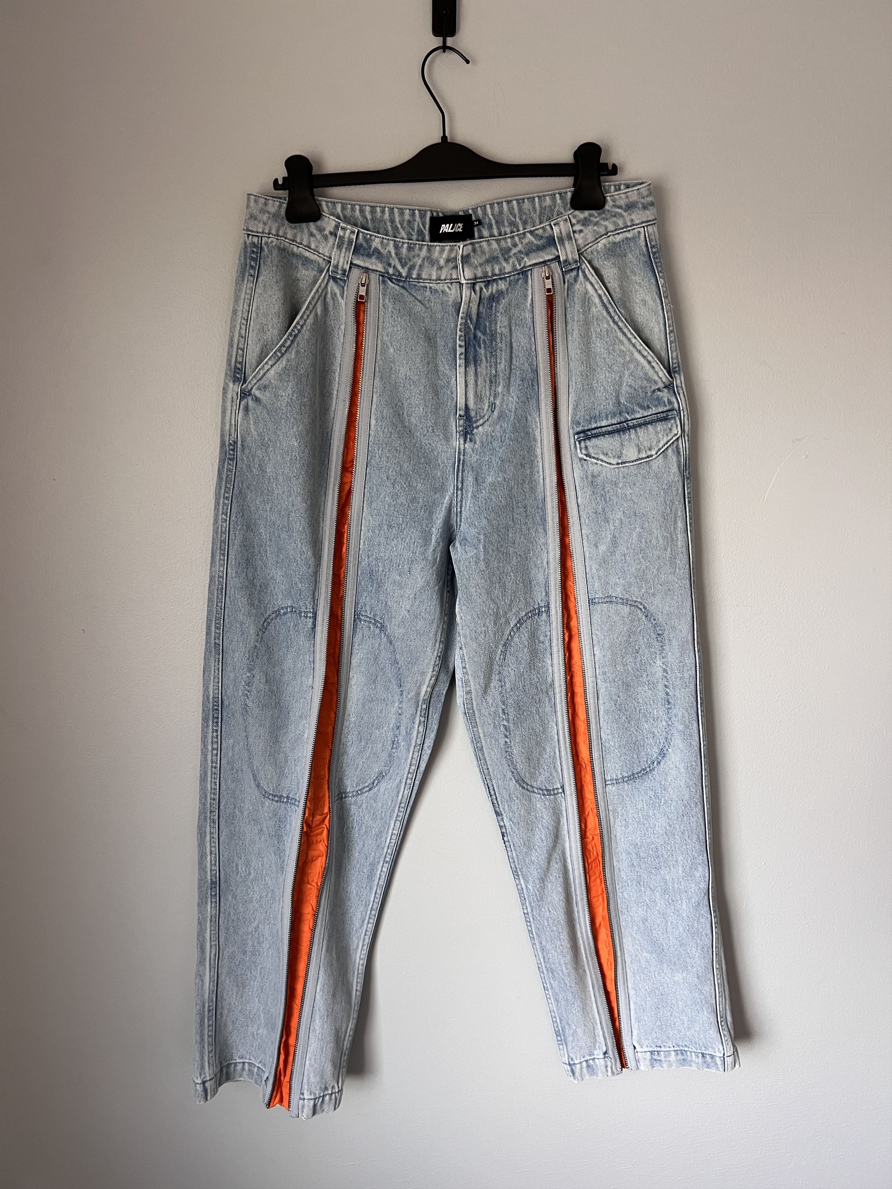 Palace Palace Zipped Flight Jeans in Stone Wash Blue | Grailed
