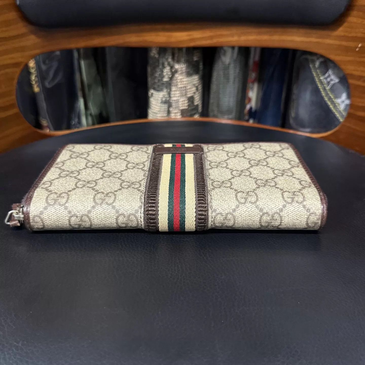 Gucci Gucci Red Green Stripe Allover Print Long Wallet Size ONE SIZE - 5 Thumbnail