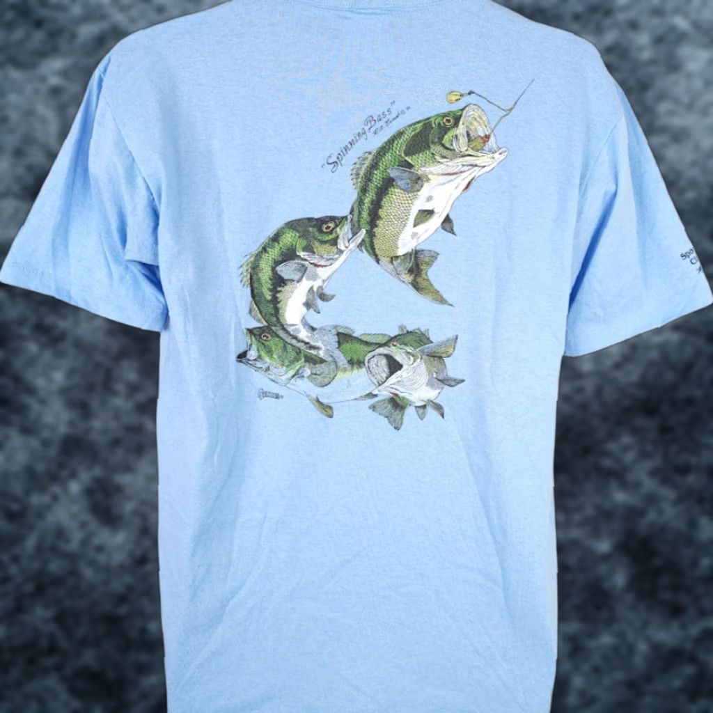 Jerzees VINTAGE Jerzees Spinning Bass T Shirt Mens Large Blue 80s Sport Fishing Made In USA CMF Size US L / EU 52-54 / 3 - 1 Thumbnail
