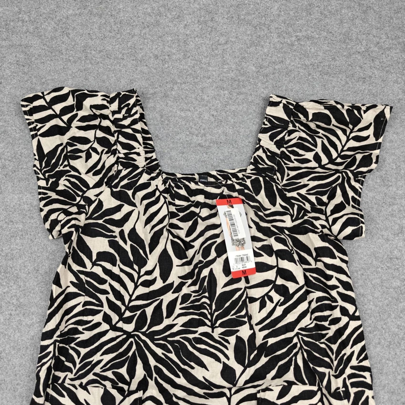 Nicole Miller Nicole Miller Original Dress Womens M Black Tropical Linen Shift Sundress Size M / US 6-8 / IT 42-44 - 3 Thumbnail