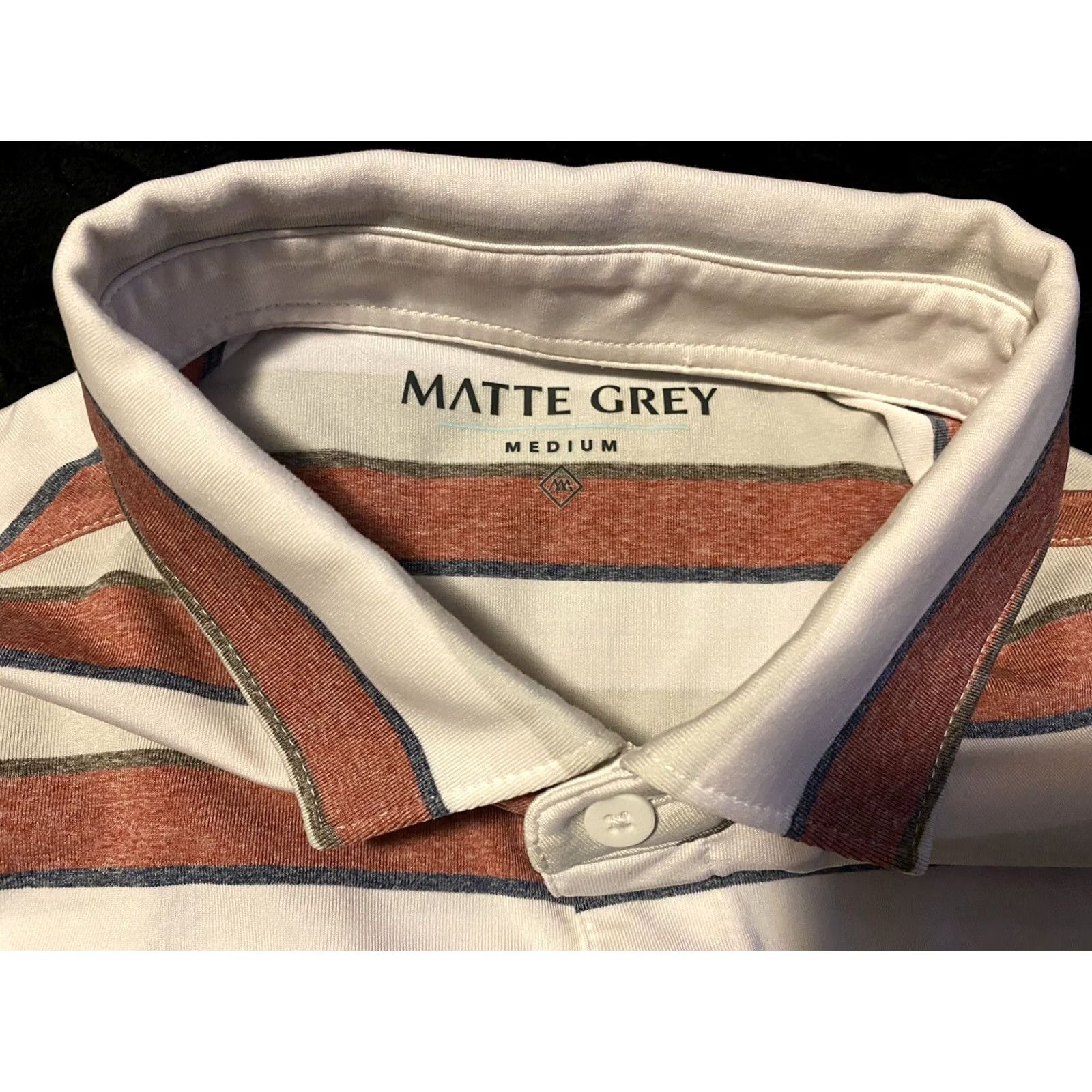 Vintage Matte Grey Polo Shirt Mens Medium “Black Rock” Striped Golf Short Sleeve Polo Short Sleeve Casual Shirt Mens Size US M / EU 48-50 / 2 - 4 Thumbnail