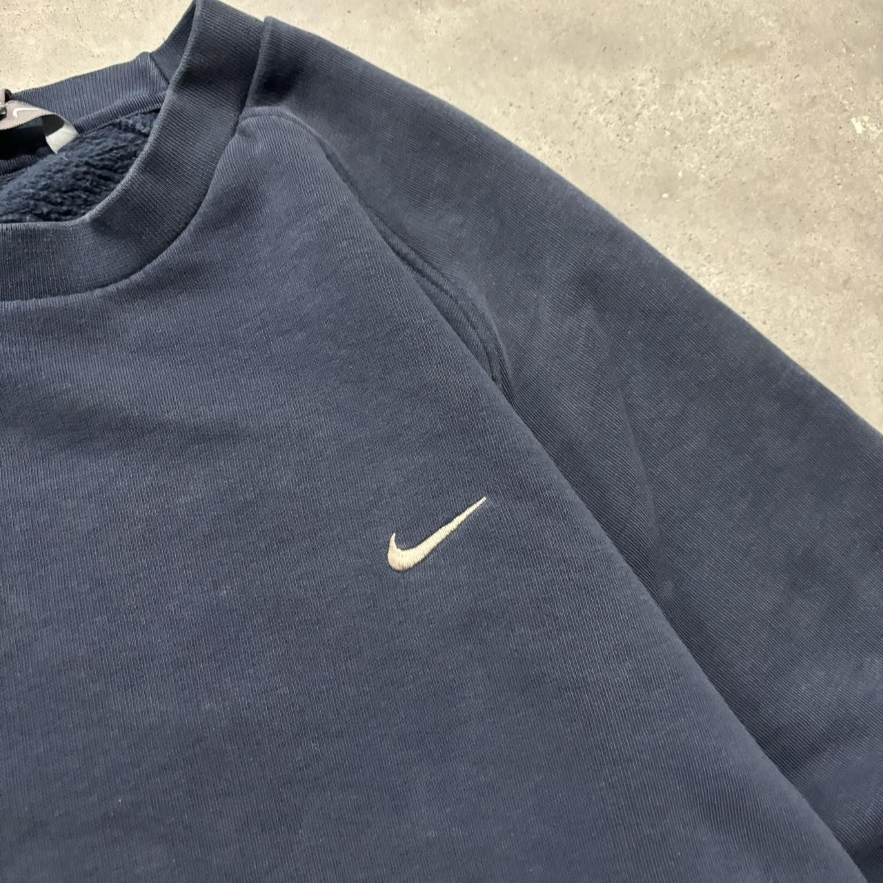 Nike × Vintage Crazy Vintage Y2K/2000s Navy Blue Nike Swoosh Essential Crewneck! Size US XL / EU 56 / 4 - 5 Thumbnail