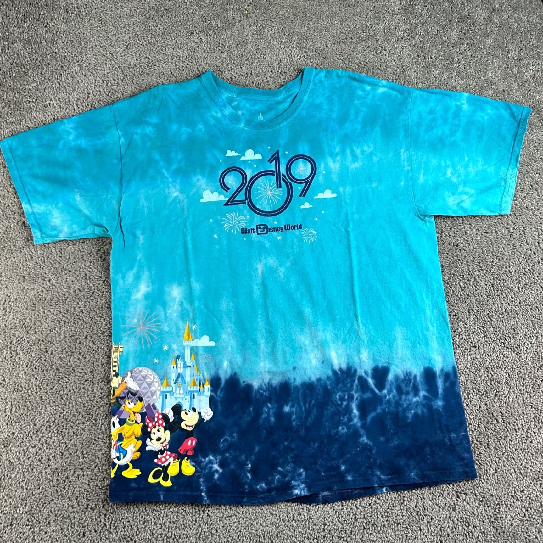 Disney Disney Shirt Mens 2XL Blue Dip Dyed Wrap Around Magic Kingdom Mickey Graphic Print Logo T-Shirt Size US XXL / EU 58 / 5 - 2 Thumbnail