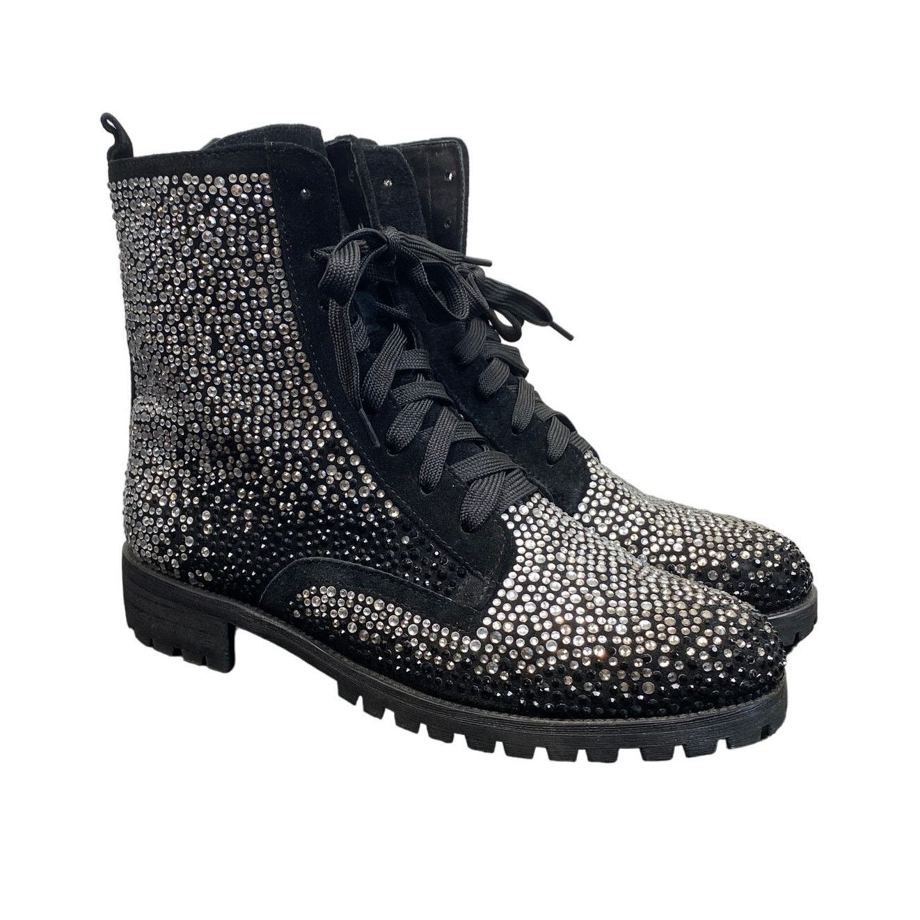 Philipp Plein Rare Philipp Plein Suede Crystal Embellished Combat Boots 40 Size US 9 / IT 39 - 1 Thumbnail