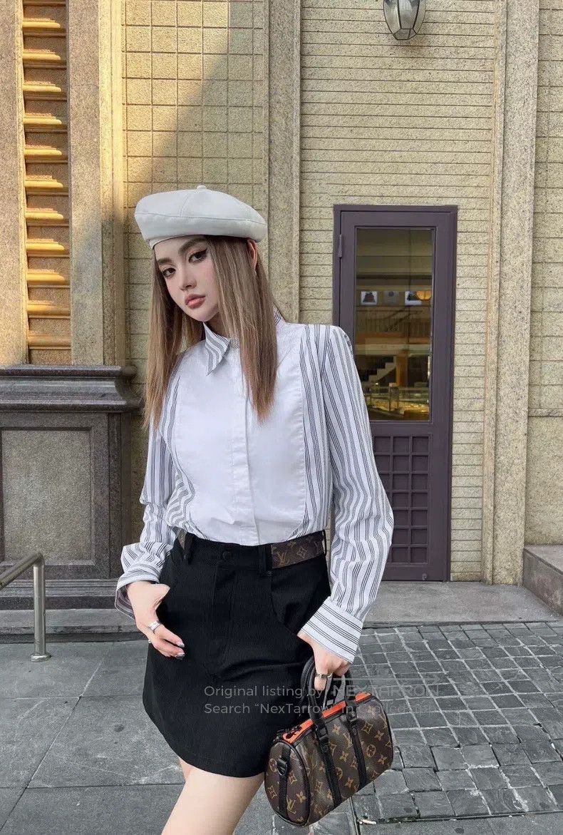 Louis Vuitton Louis Vuitton Stripe Patchwork Long Sleeve Shirt Size XS / US 0-2 / IT 36-38 - 1 Thumbnail
