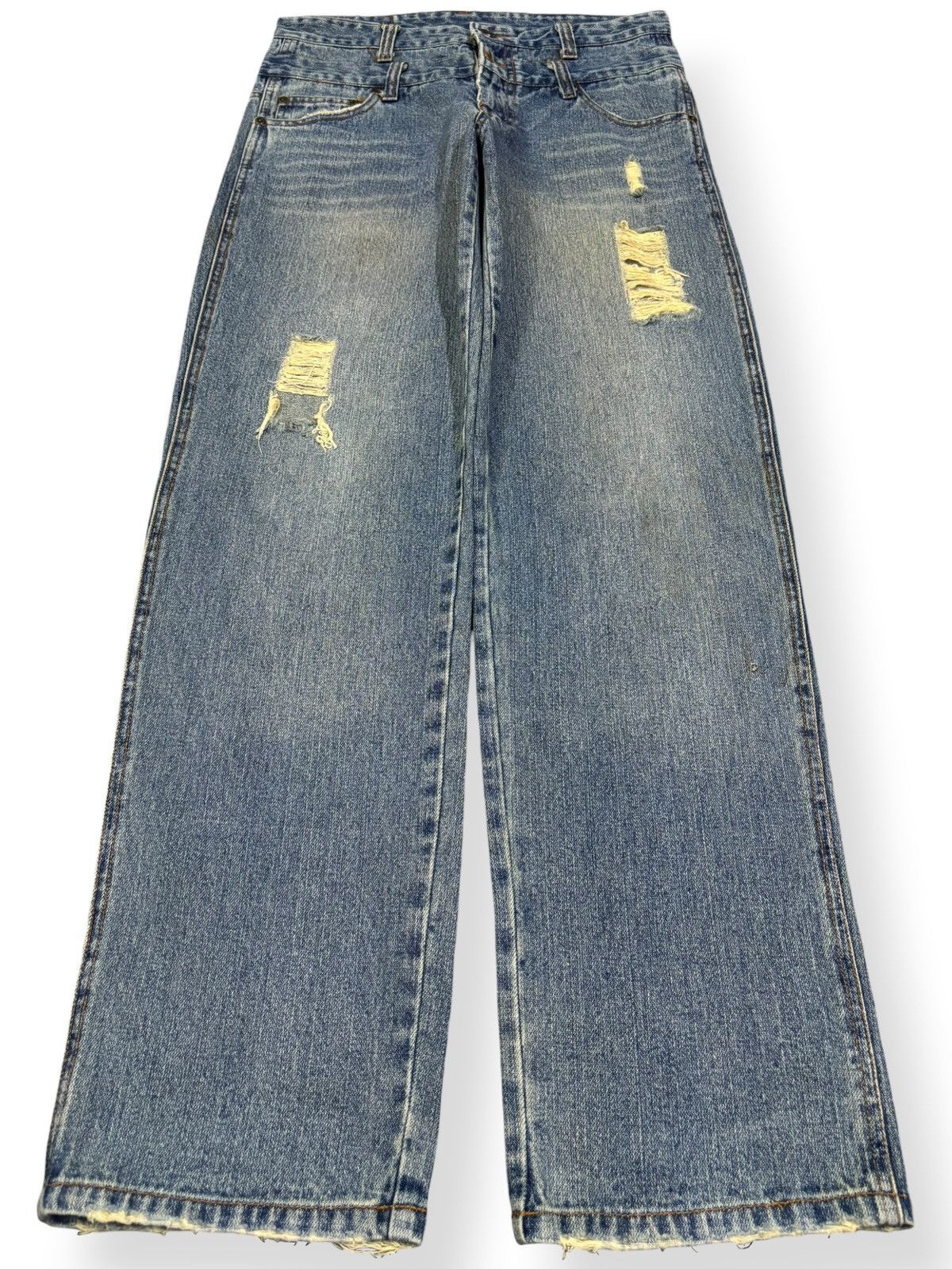 Japanese Brand Vintage Japanese Brand TDR Double Waist Distressed Jeans Size US 31 - 1 Thumbnail