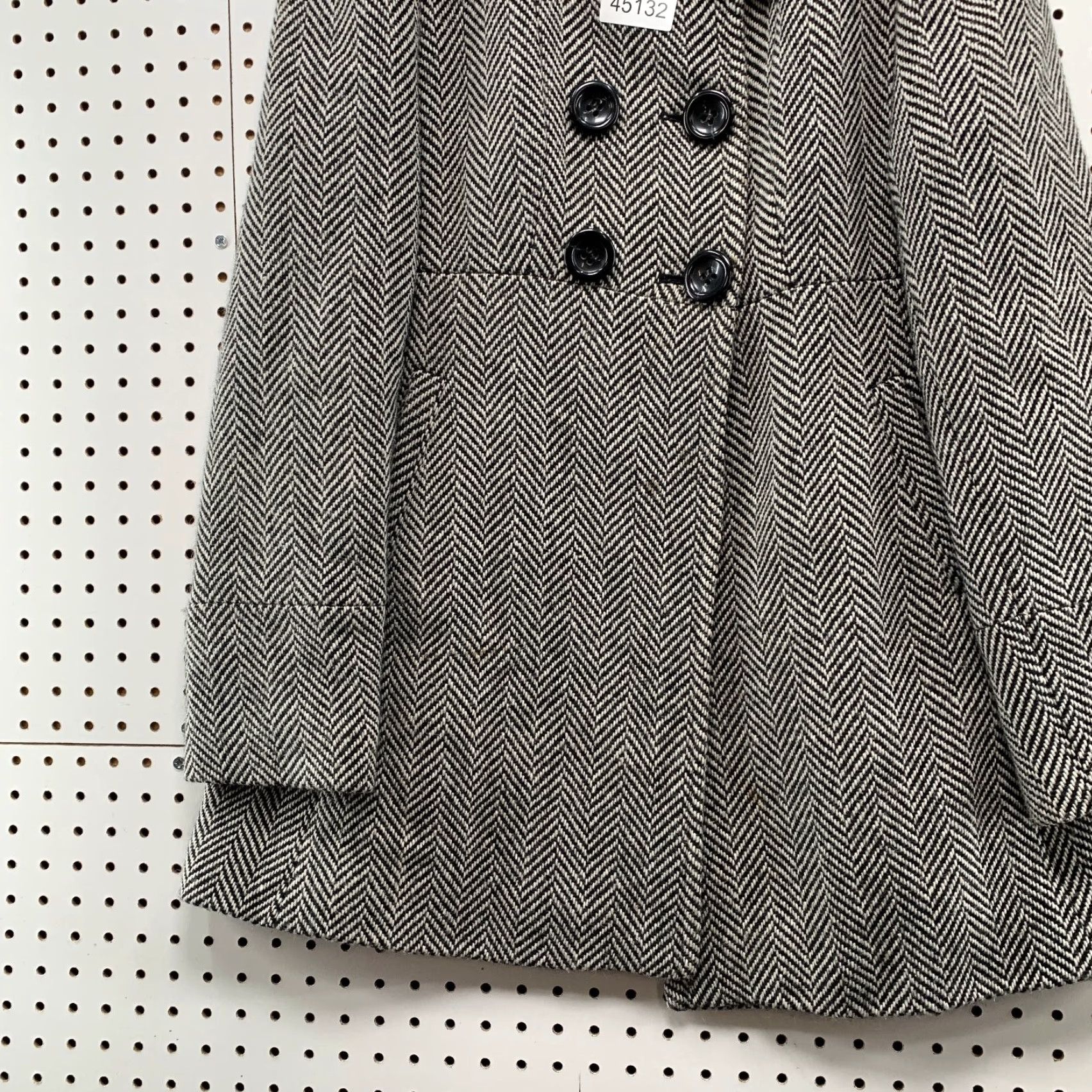 Guess VINTAGE GUESS Wool Tweed Coat Womens XL Gray Herringbone Double Breasted Y2K Coat Womens XL Gray Herringbone Size XL / US 12-14 / IT 48-50 - 4 Thumbnail