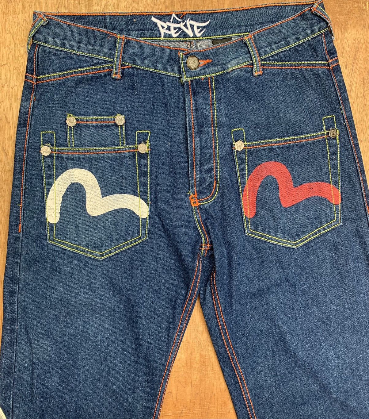 Vintage REVE Evisu Logo Japanese Denim Pants Size US 34 / EU 50 - 8 Thumbnail