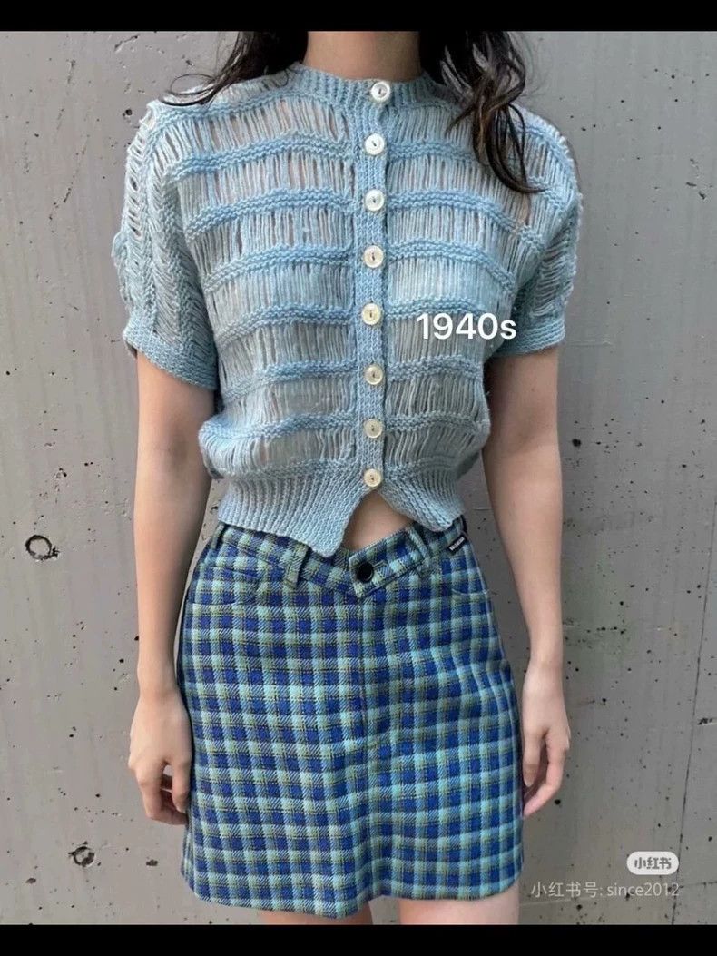 Balenciaga Balenciaga Blue and green plaid overskirt Size 24" / US 00 / IT 34 - 9 Thumbnail