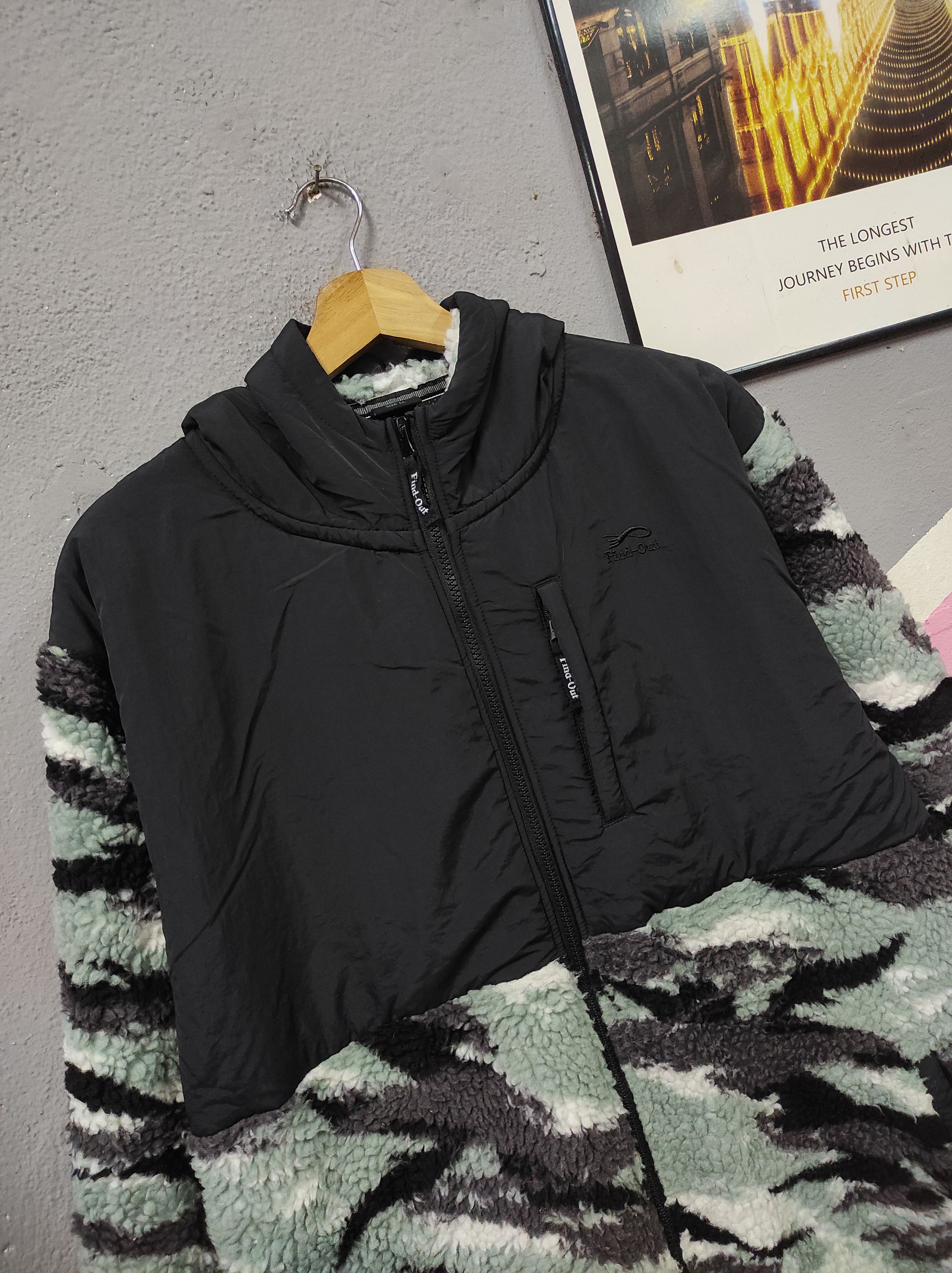 Japanese Brand FIND OUT CAMOUFLAGE JACKET HOODED FLEECE SHERPA Size US XL / EU 56 / 4 - 3 Thumbnail