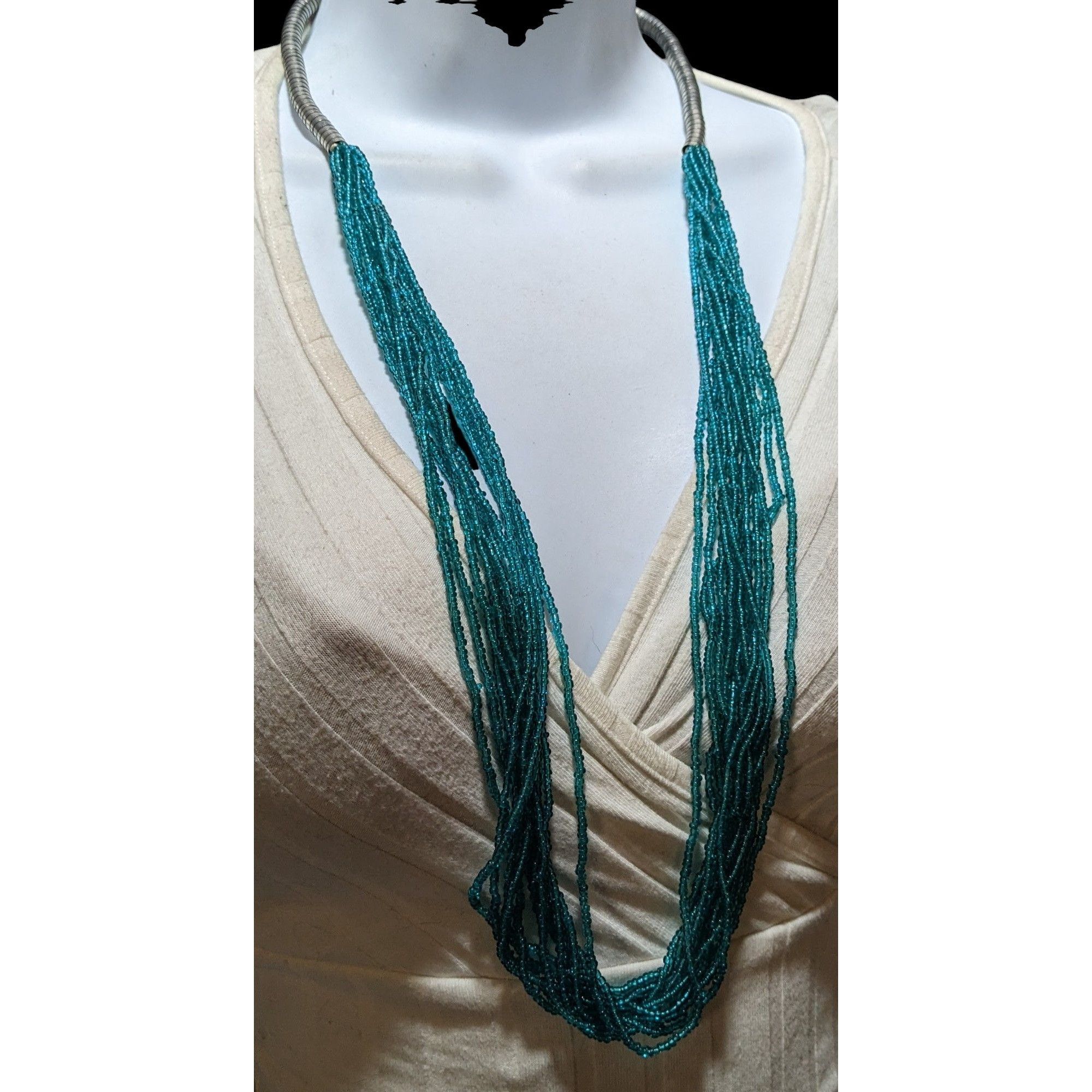 Other Vintage 70s Blue And Silver Beaded Necklace Size ONE SIZE - 7 Thumbnail