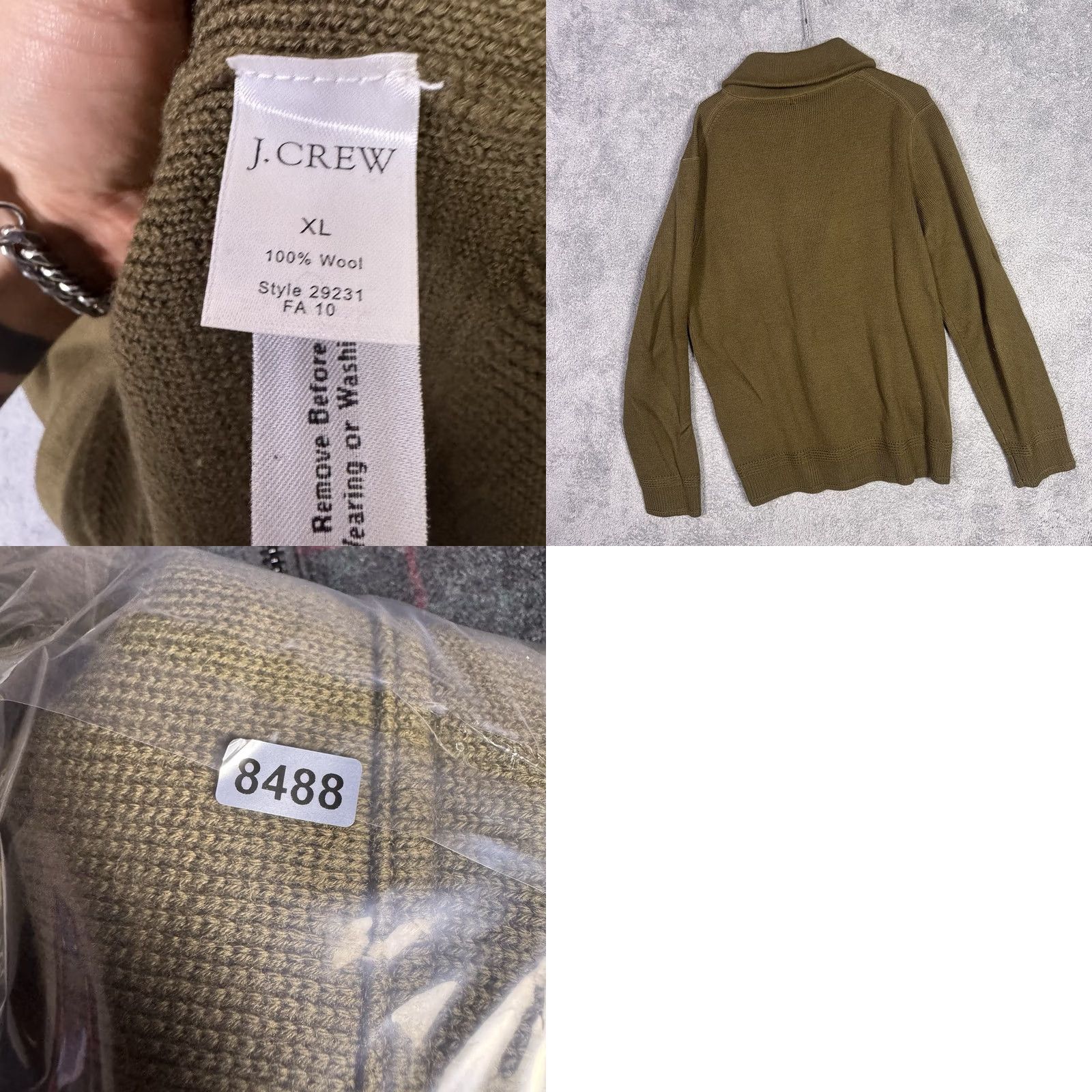 J.Crew J.CREW Sweater Mens XL Wool Shawl Neck Jumper Military Drab Army Henley Pullover Shirt? Size US XL / EU 56 / 4 - 8 Thumbnail
