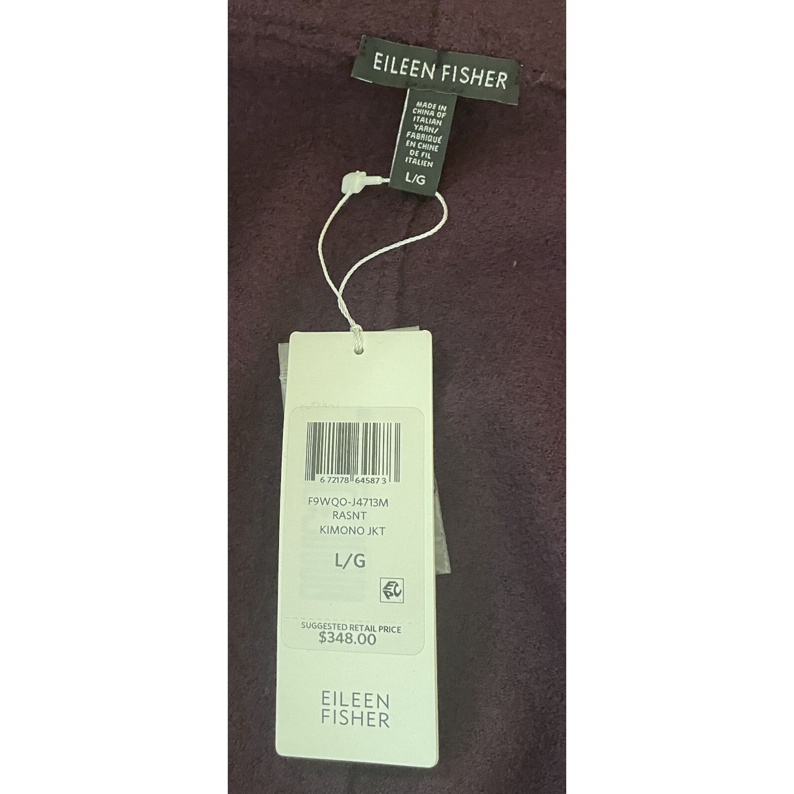 Eileen Fisher Eileen Fisher Plum Boiled Wool Kimono Jacket L NWT $348 Size L / US 10 / IT 46 - 10 Thumbnail
