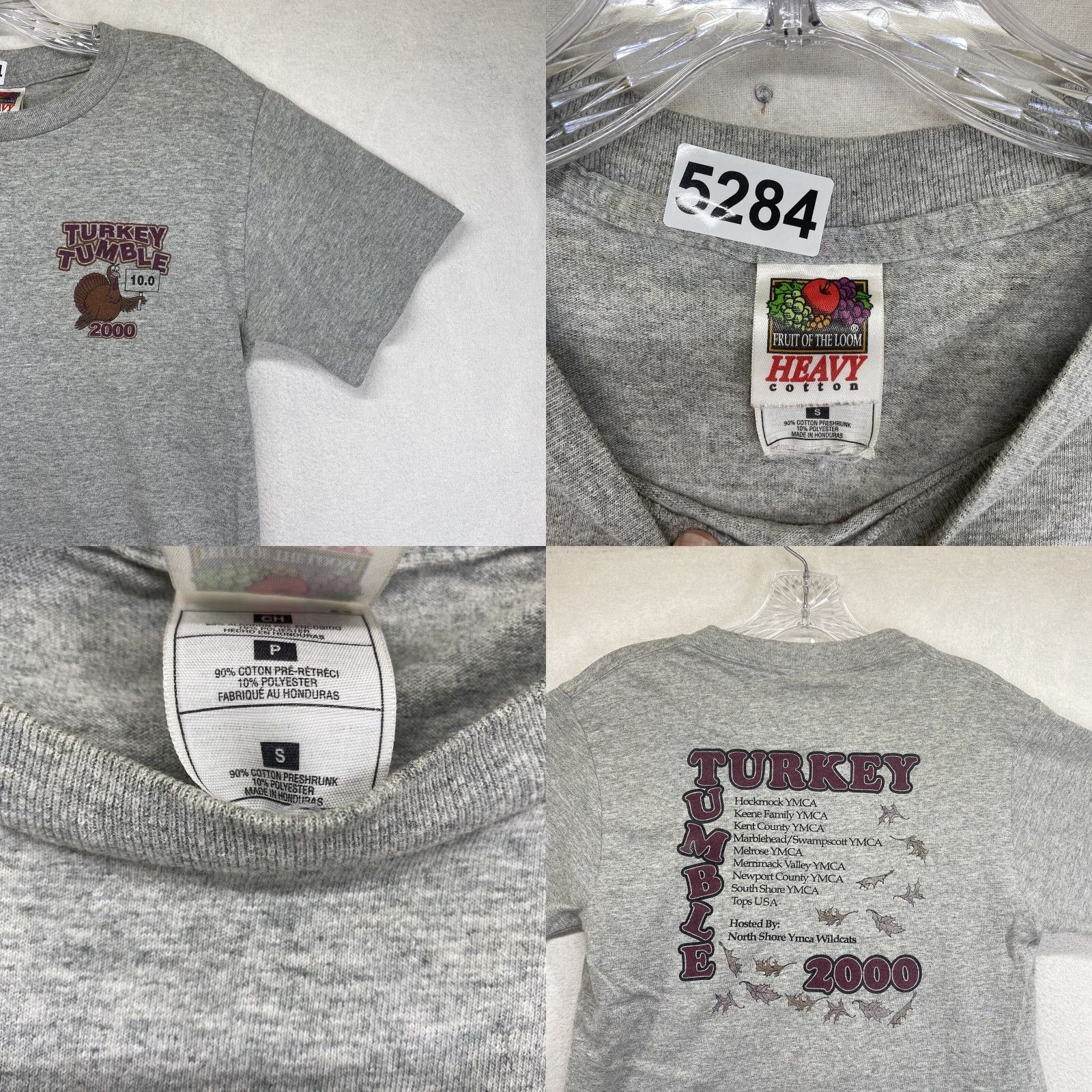 Fruit Of The Loom VINTAGE Fruit of the Loom T-Shirt Unisex Adults Extra Small Gray 2000s Y2K Gymnasium Turkey Tumble Logo Graphic Print Size US XS / EU 42 / 0 - 8 Thumbnail