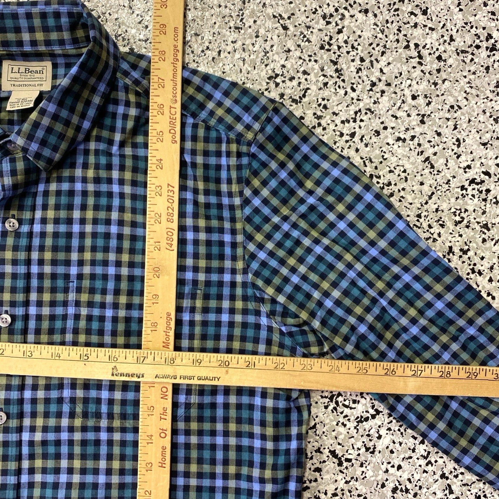 Vintage LL Bean Blue Flannel Shirt Men’s Medium Plaid Button-Up Wool Cotton Pocket Breathable Long Sleeve Size US M / EU 48-50 / 2 - 2 Thumbnail