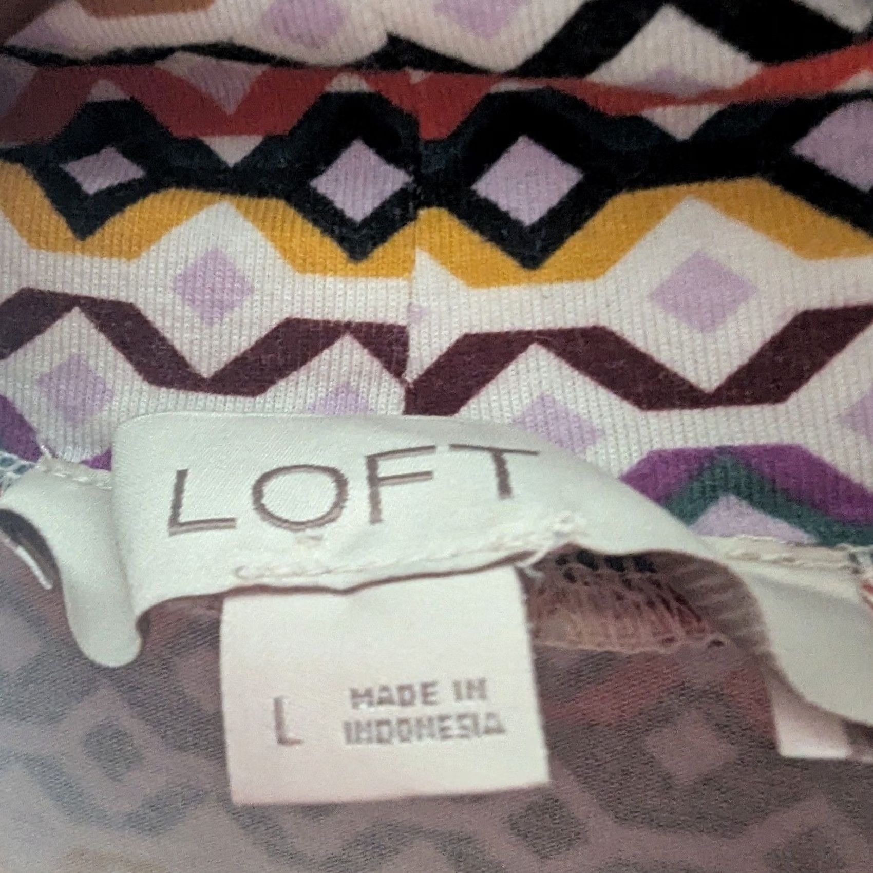 Loft LOFT Geometric Print Turtleneck Long Sleeve Top Womens L Multicolor Retro Mod Size L / US 10 / IT 46 - 6 Thumbnail
