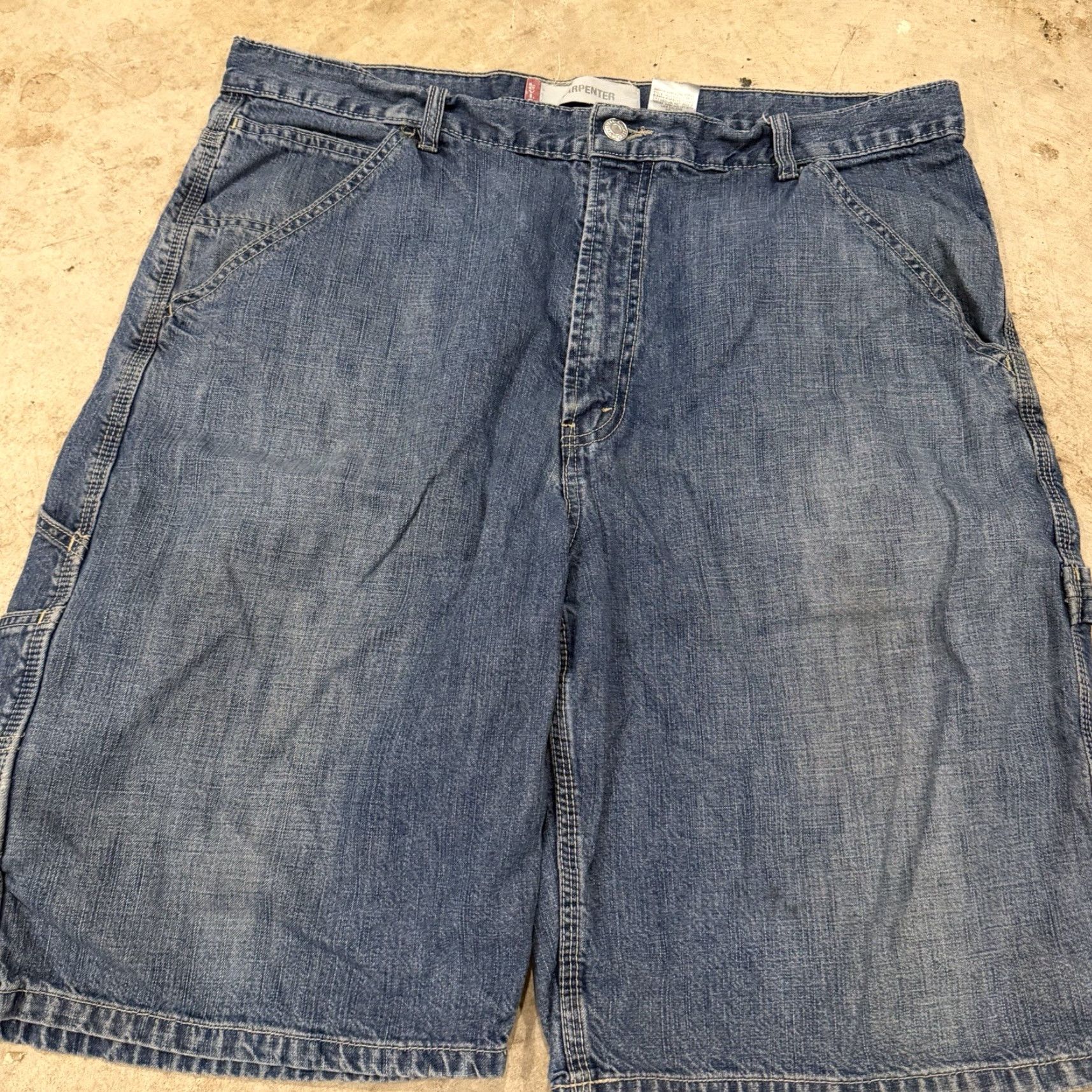 Levi's VINTAGE Levis Carpenter Denim Shorts Mens W38 Blue Dark Wash Y2K Jort Skater Size US 38 / EU 54 - 5 Thumbnail