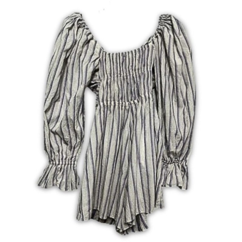 Topshop Topshop Purple Stripe Peasant Style Tie Front Romper Size 4 Size 27" / US 4 / IT 40 - 5 Thumbnail