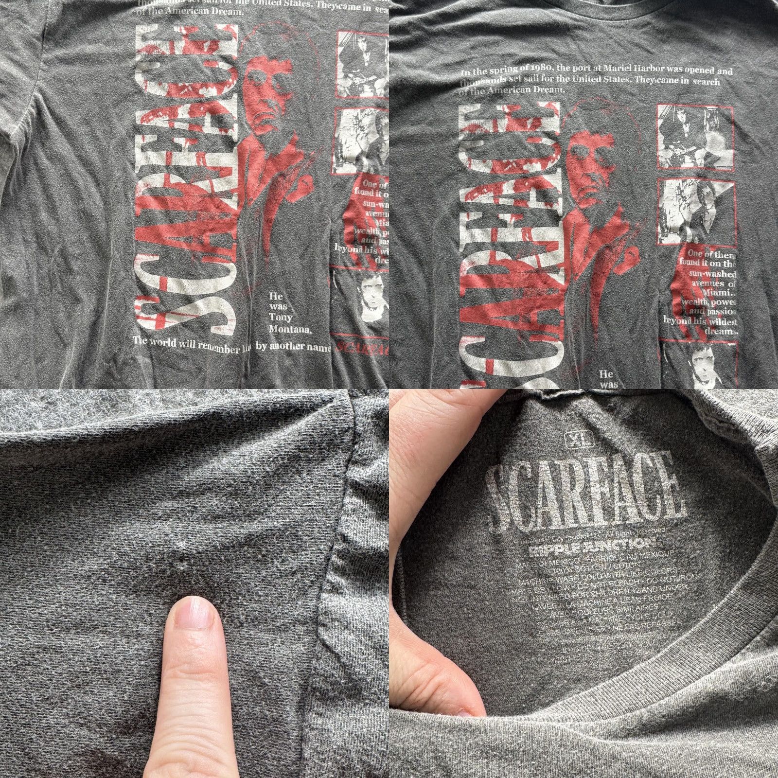 Ripple Junction Ripple Junction Scarface Shirt Mens XL Gray Tony Montana Graphic Tee Movie Size US XL / EU 56 / 4 - 8 Thumbnail