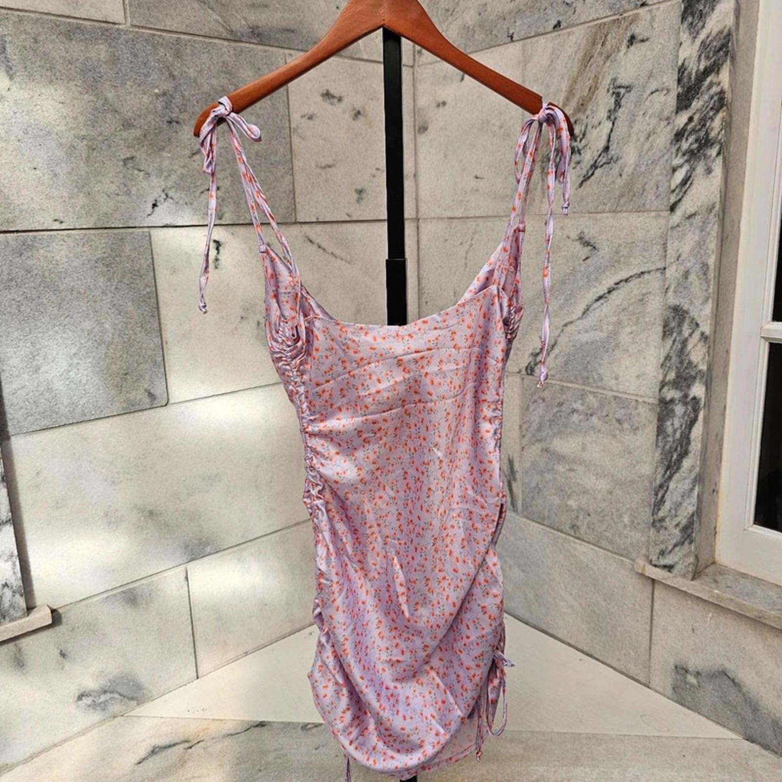 Designer Princess Polly Women's Purple and With Orange Flowers Dress Size M / US 6-8 / IT 42-44 - 4 Thumbnail