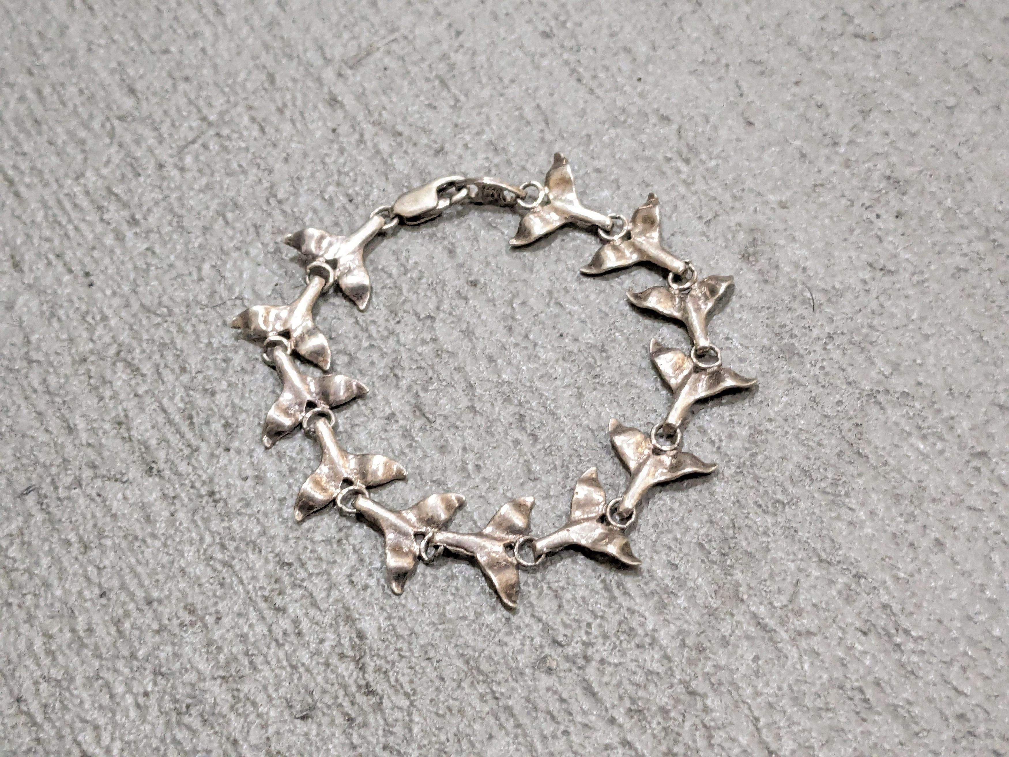 image of Jewelry x Vintage Sterling Silver Bracelet Whaletail Chain 6.75" Y2K, Men's