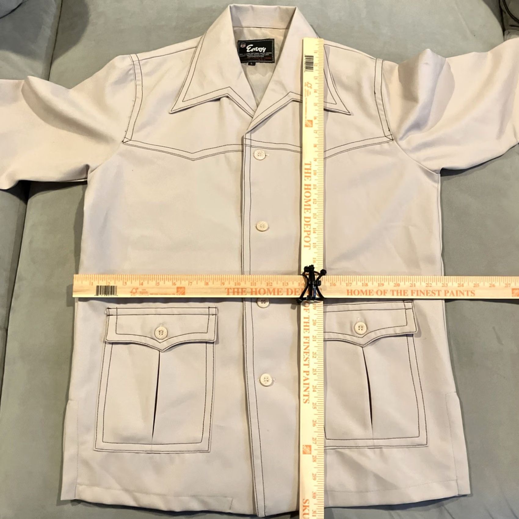 Vintage VINTAGE Envoy Military / Safari Khaki Polyester Jacket Men's Large Button-Up Collared 70s Western Cowboy Retro Size US L / EU 52-54 / 3 - 5 Thumbnail