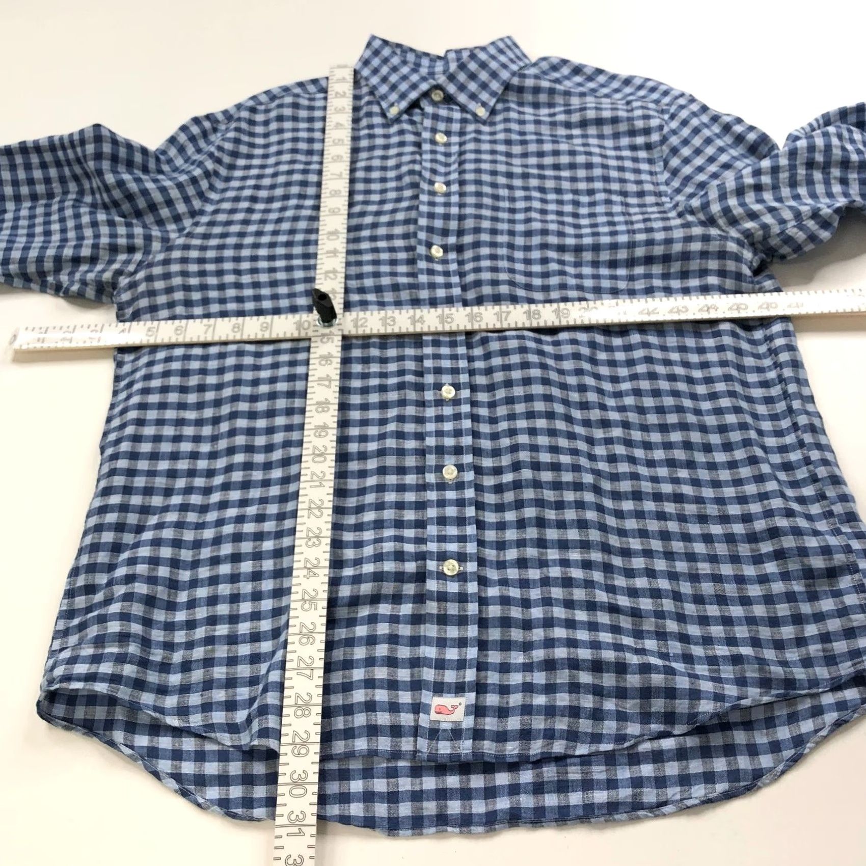 Vineyard Vines VINEYARD VINES Classic Fit MURRAY Large 17/36 Linen LS Check Shirt Blue MINT Size US L / EU 52-54 / 3 - 3 Thumbnail