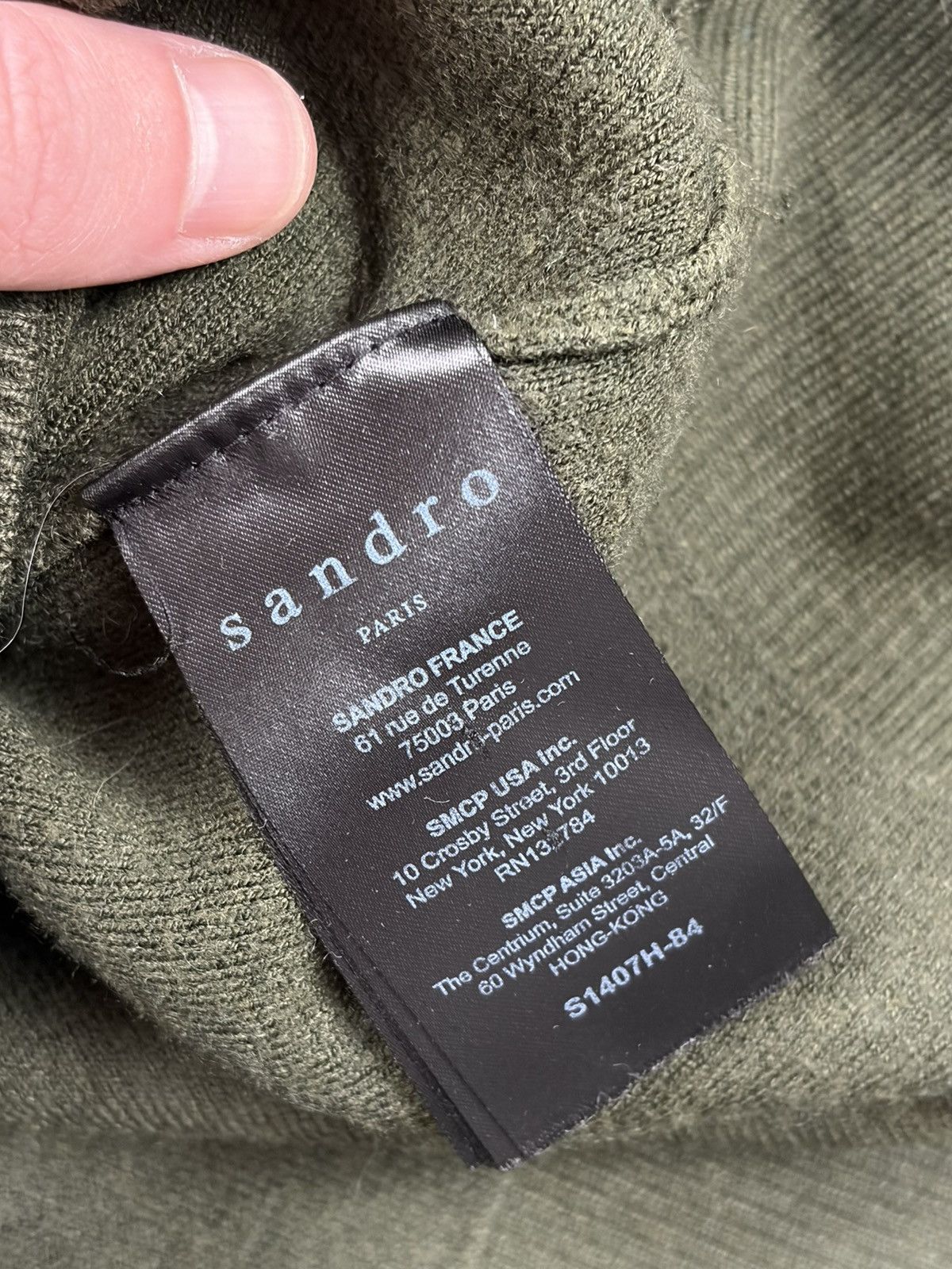 Sandro Sandro Paris Cropped Knit Hoodie Olive Green Size S / US 4 / IT 40 - 9 Thumbnail
