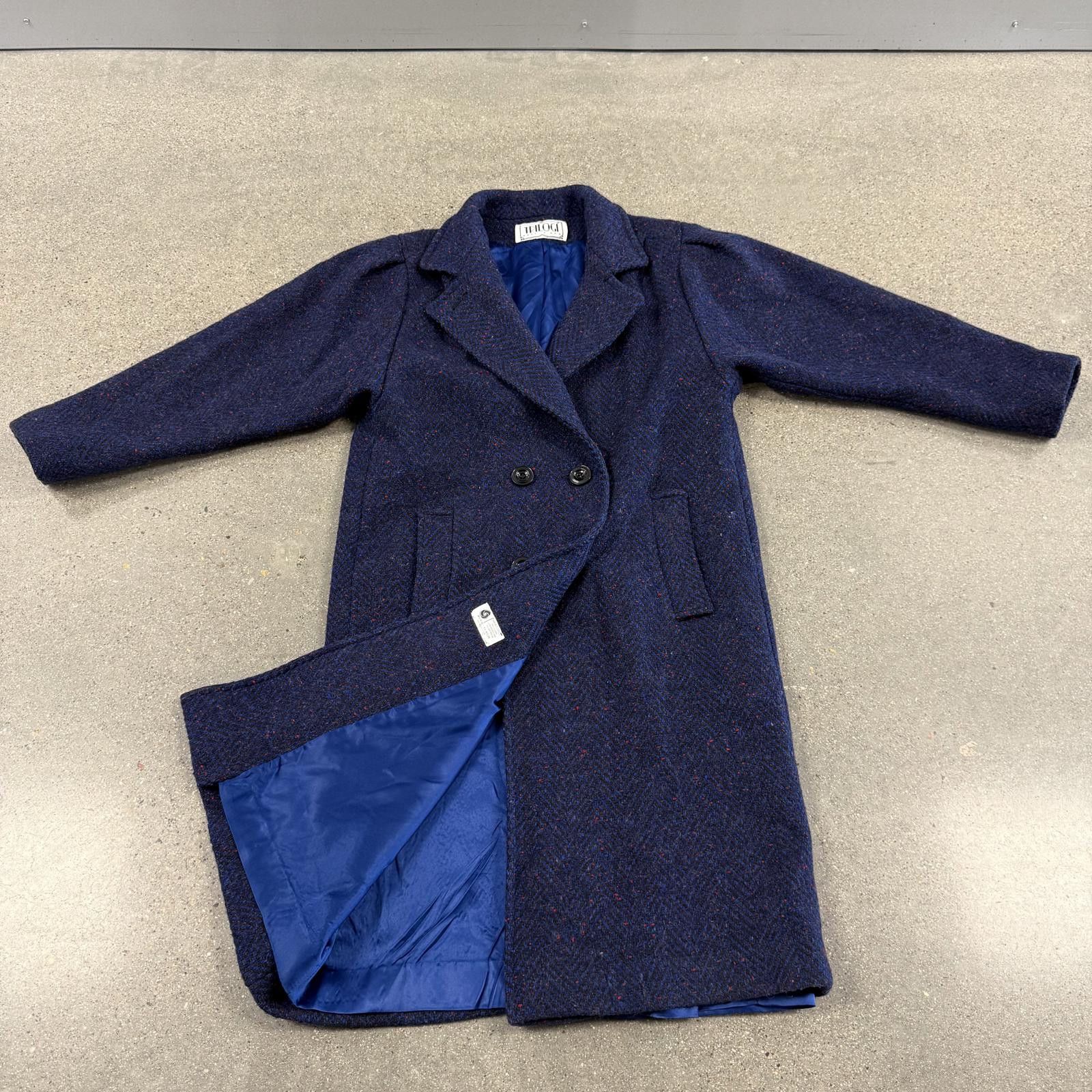 The Trilogy Tapes Vtg Trilogi Women's Long Herringbone Pea Coat Wool Tweed USA Size L / US 10 / IT 46 - 7 Thumbnail