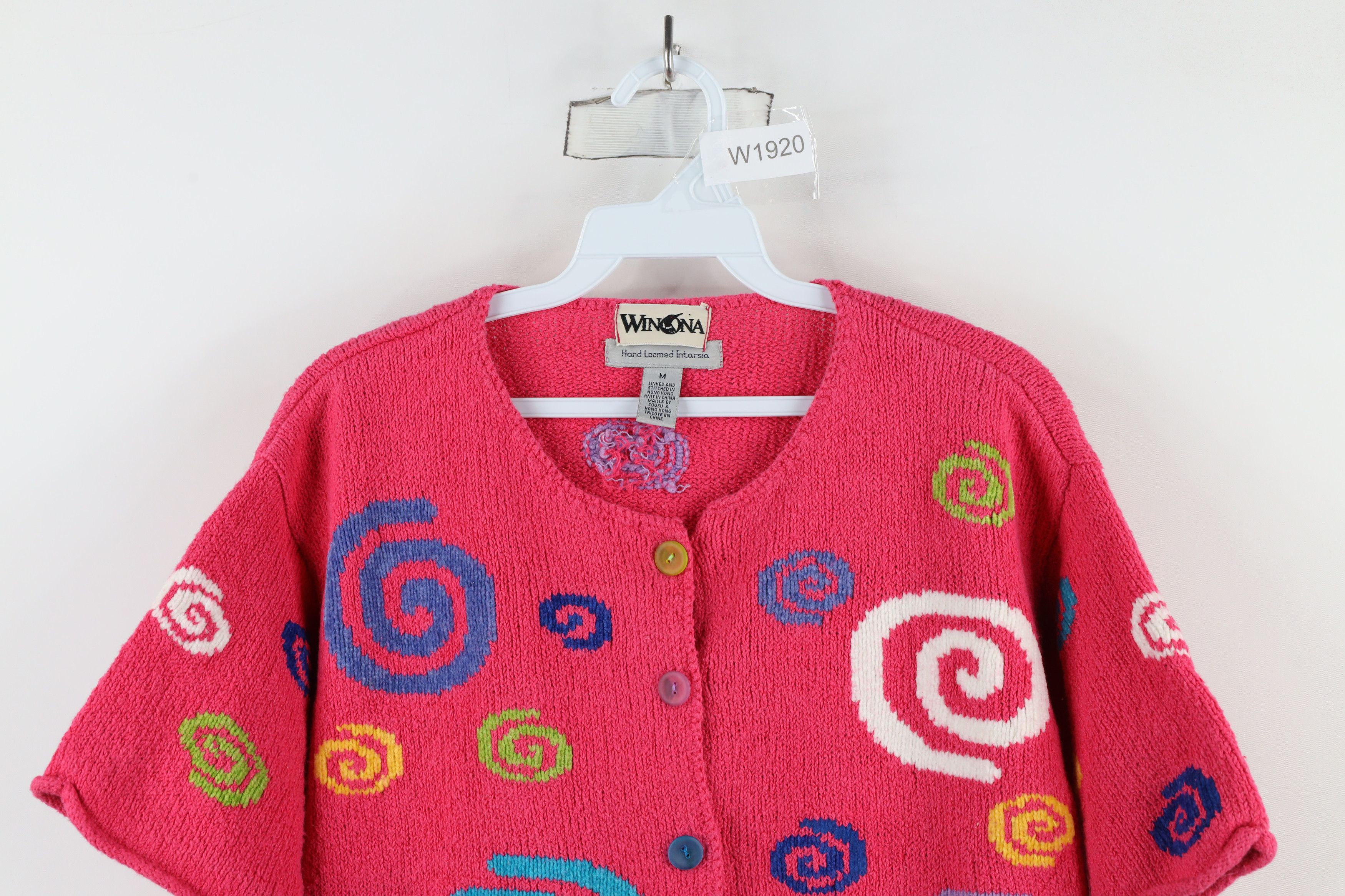Vintage Vintage 90s Streetwear Loomed Intarsia Cardigan Sweater Size M / US 6-8 / IT 42-44 - 2 Thumbnail