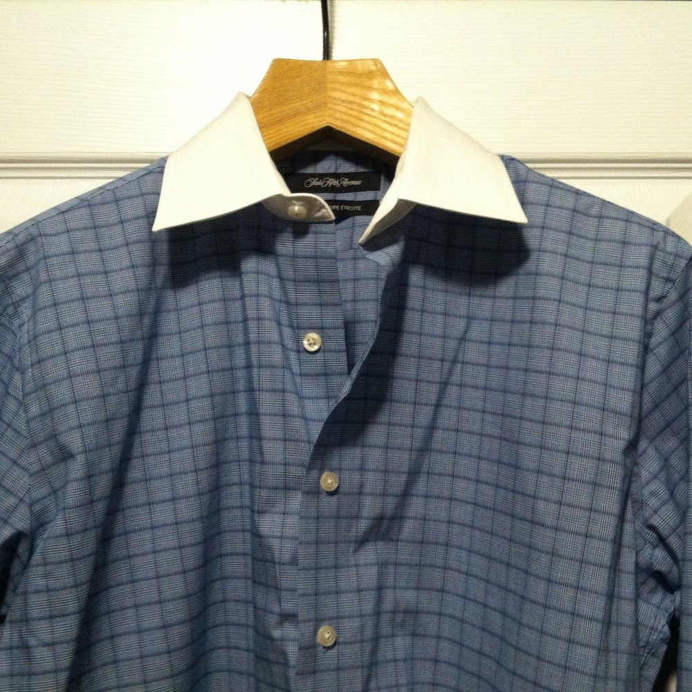 Saks Fifth Avenue SAKS FIFTH AVENUE MEN'S COTTON DRESS SHIRT 15.5/32-33 Size US M / EU 48-50 / 2 - 1 Thumbnail