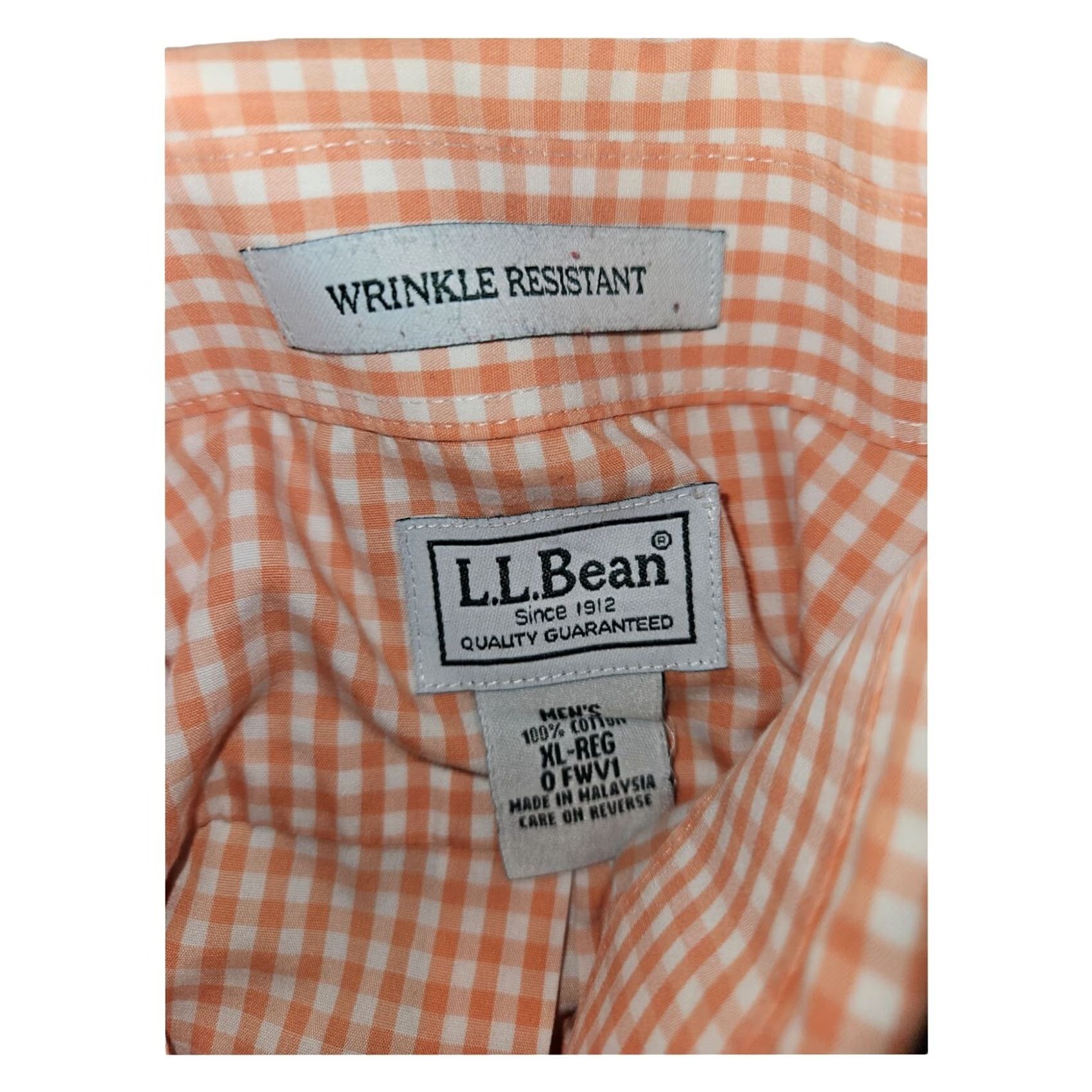 Vintage L.L. Bean Shirt Mens XL Orange Button Down Men Long Sleeve Check Wrinkle Resistant Size US XL / EU 56 / 4 - 2 Thumbnail