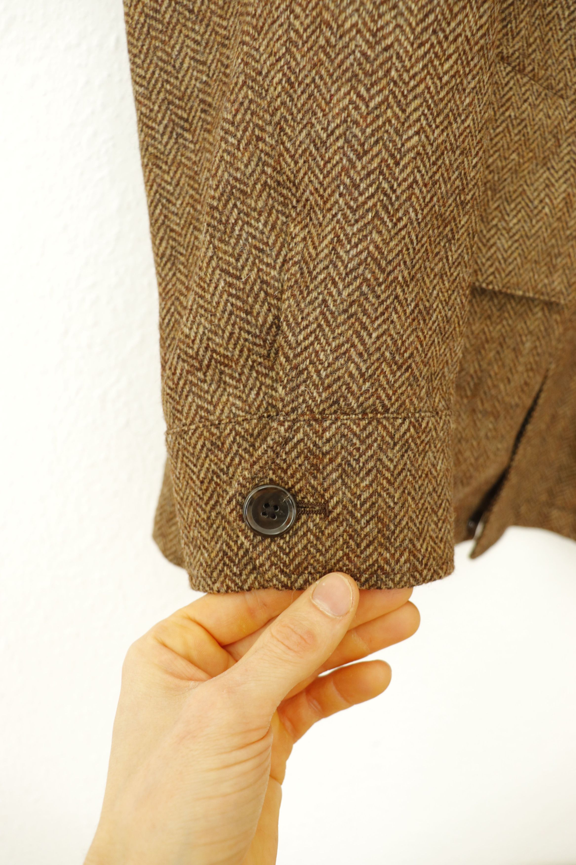 Anglo-Italian Cavour Raglan City Jacket in Herringbone Tweed Size US S / EU 44-46 / 1 - 12 Thumbnail