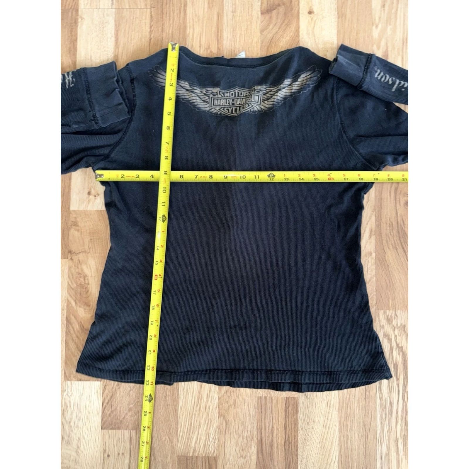 Harley Davidson Harley Davidson Y2K Women’s Black Long Sleeve Shirt XL Distressed Sleeve Print 90s Biker Motorcycle Size XL / US 12-14 / IT 48-50 - 6 Thumbnail