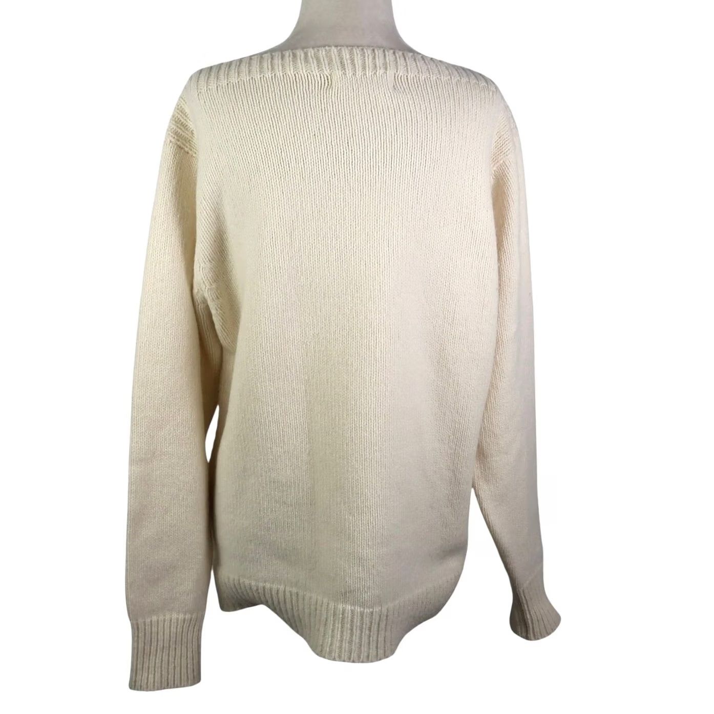 Vintage VINTAGE Fisherman Out Of Ireland Cream Wool Anchor Sweater Womens XL Pullover Knit Wool/Cashmere Navy Marine Nautical Mens? Size XL / US 12-14 / IT 48-50 - 4 Thumbnail