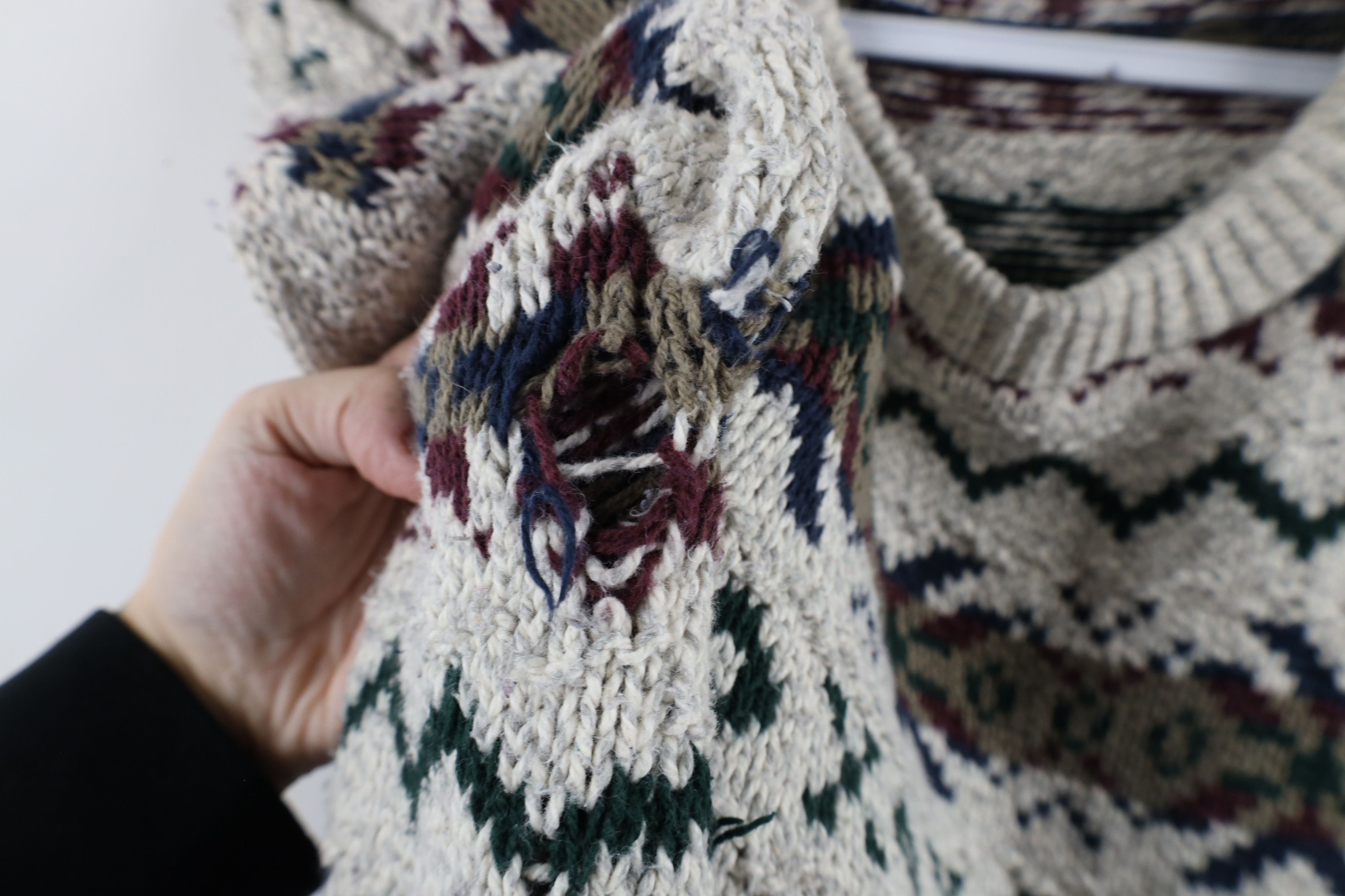 Vintage Vintage 90s Streetwear Heavy Fair Isle Knit Dad Sweater USA Size US XL / EU 56 / 4 - 5 Thumbnail