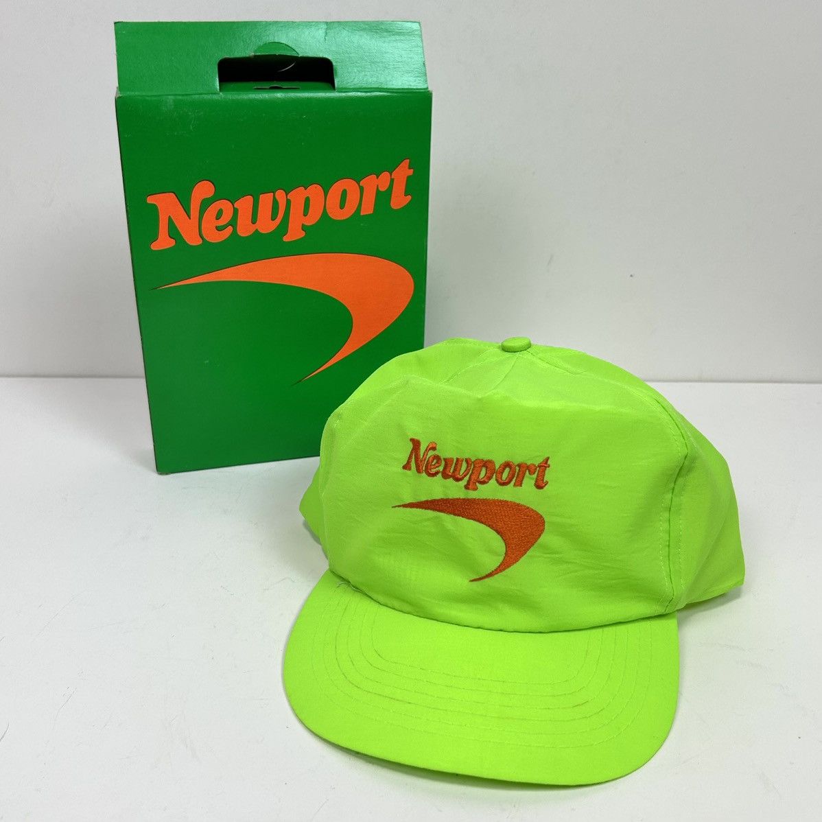 Vintage Vintage 90s Newport Cigarettes neon green logo cap Size ONE SIZE - 2 Thumbnail