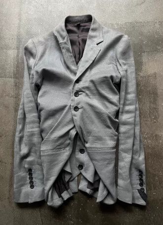 John Galliano John Galliano SS11 Runway Wrinkled Faux Two-Piece Blazer Size 44L - 2 Thumbnail