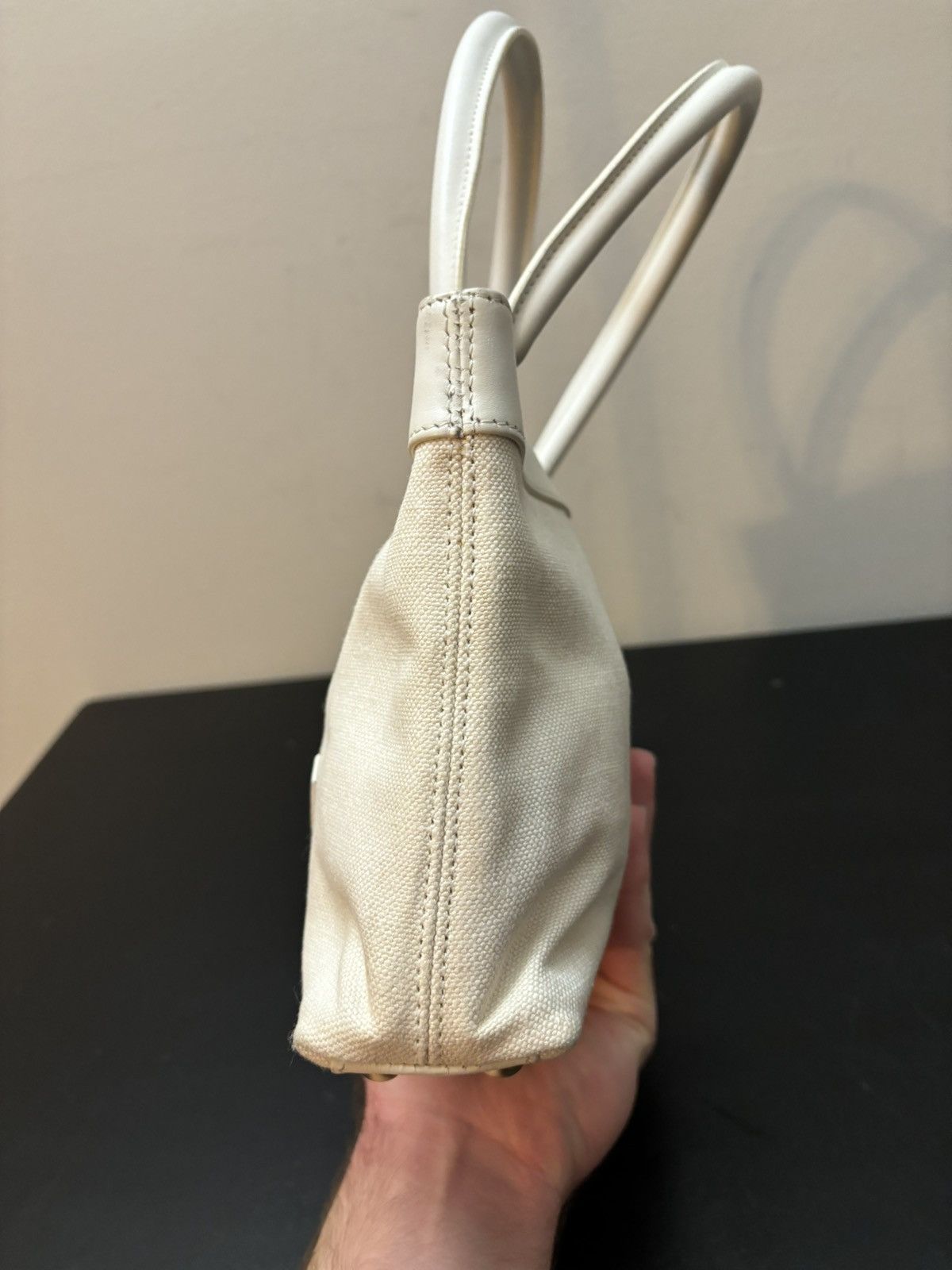 Chanel Chanel CC Caviar Timeless Canvas Tote Hand Bag White Beige Size ONE SIZE - 3 Thumbnail
