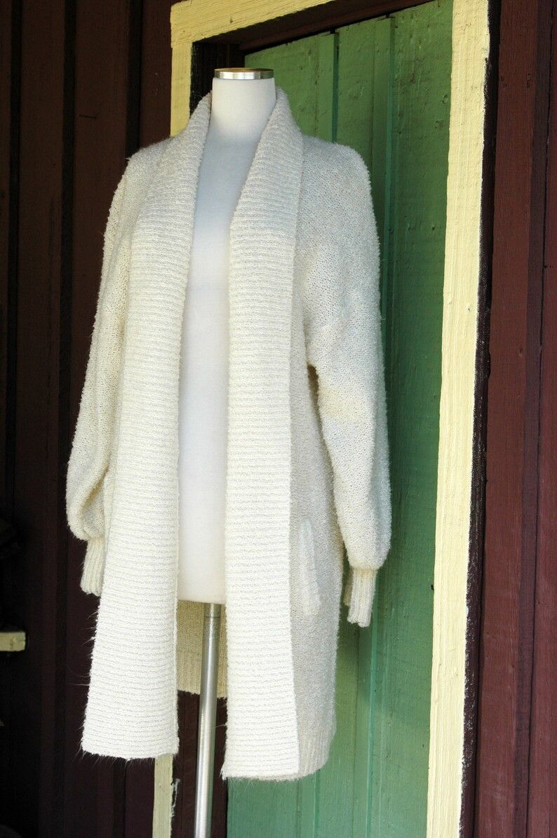 Robinson Les Bains Vintage 80’s Robinsons Cream Knit Long Sleeve Cardigan Size M / US 6-8 / IT 42-44 - 6 Thumbnail