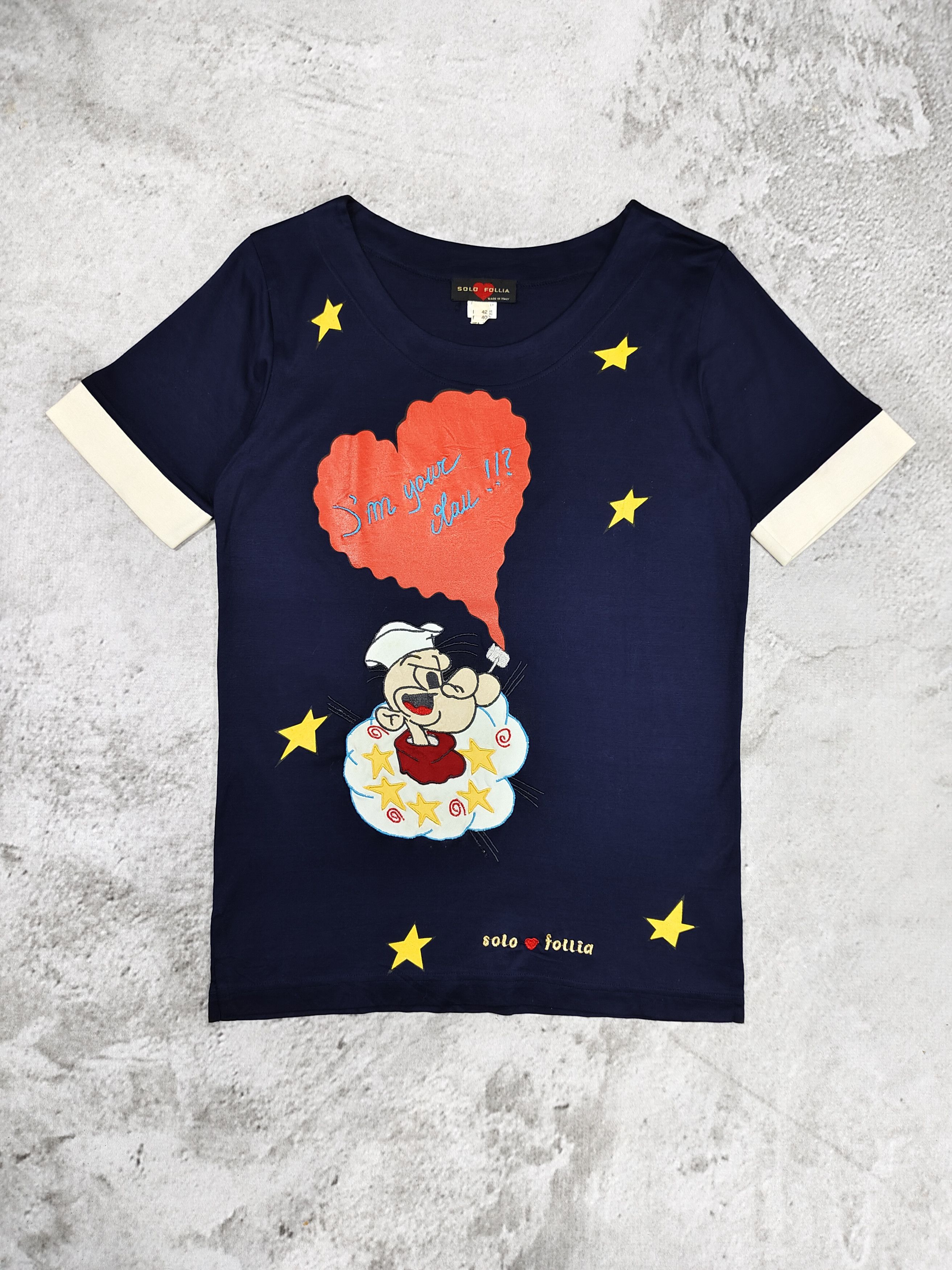 Vintage 00s Solo Follia🇮🇹 Popeye Y2K Cute Kawaii Retro Tee Size M / US 6-8 / IT 42-44 - 1 Thumbnail