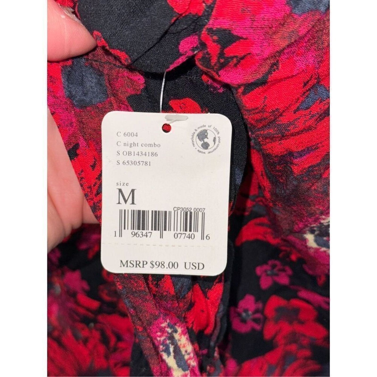 Free People Free People Red Floral Tie Front Cardigan | Sz M, NWT Size M / US 6-8 / IT 42-44 - 7 Thumbnail