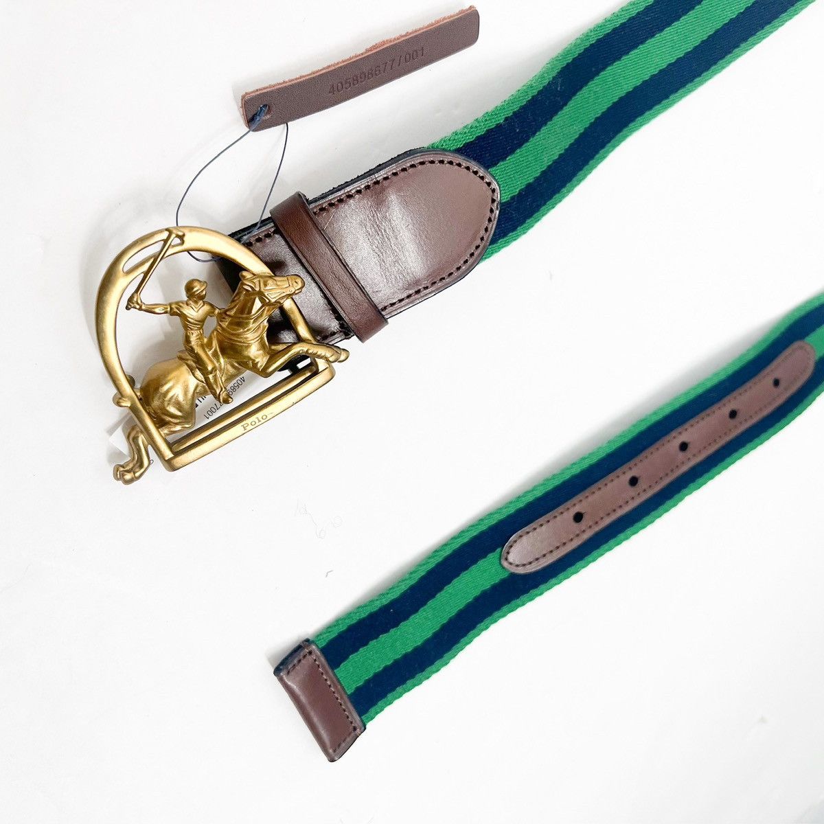 Polo Ralph Lauren Polo Ralph Lauren EQUESTRIAN BUCKLE Striped Belt Size 36 - 4 Thumbnail