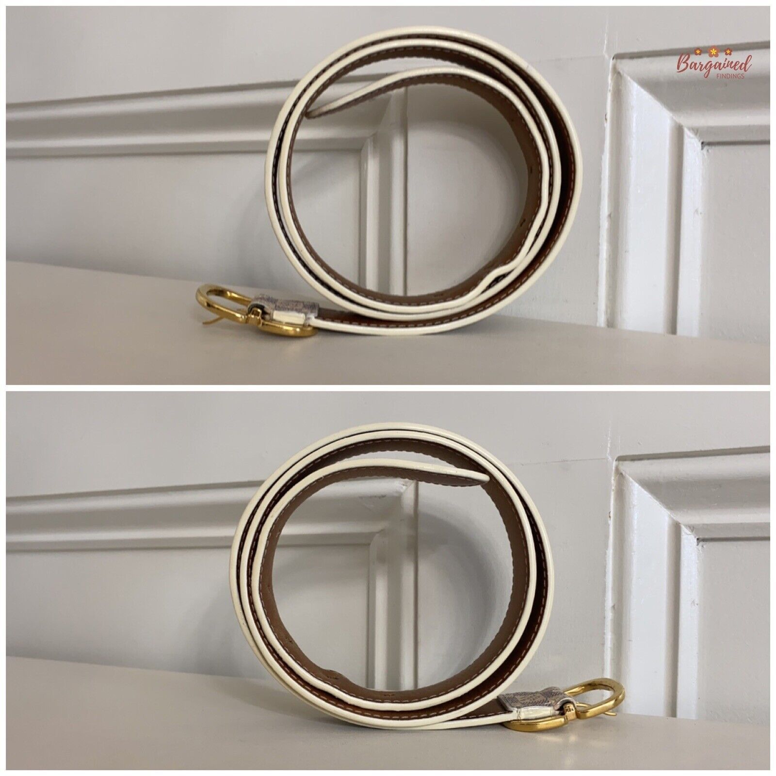 Louis Vuitton Louis Vuitton Damier Azur Leather Gold Butterfly Buckle Belt Size 30 - 6 Thumbnail