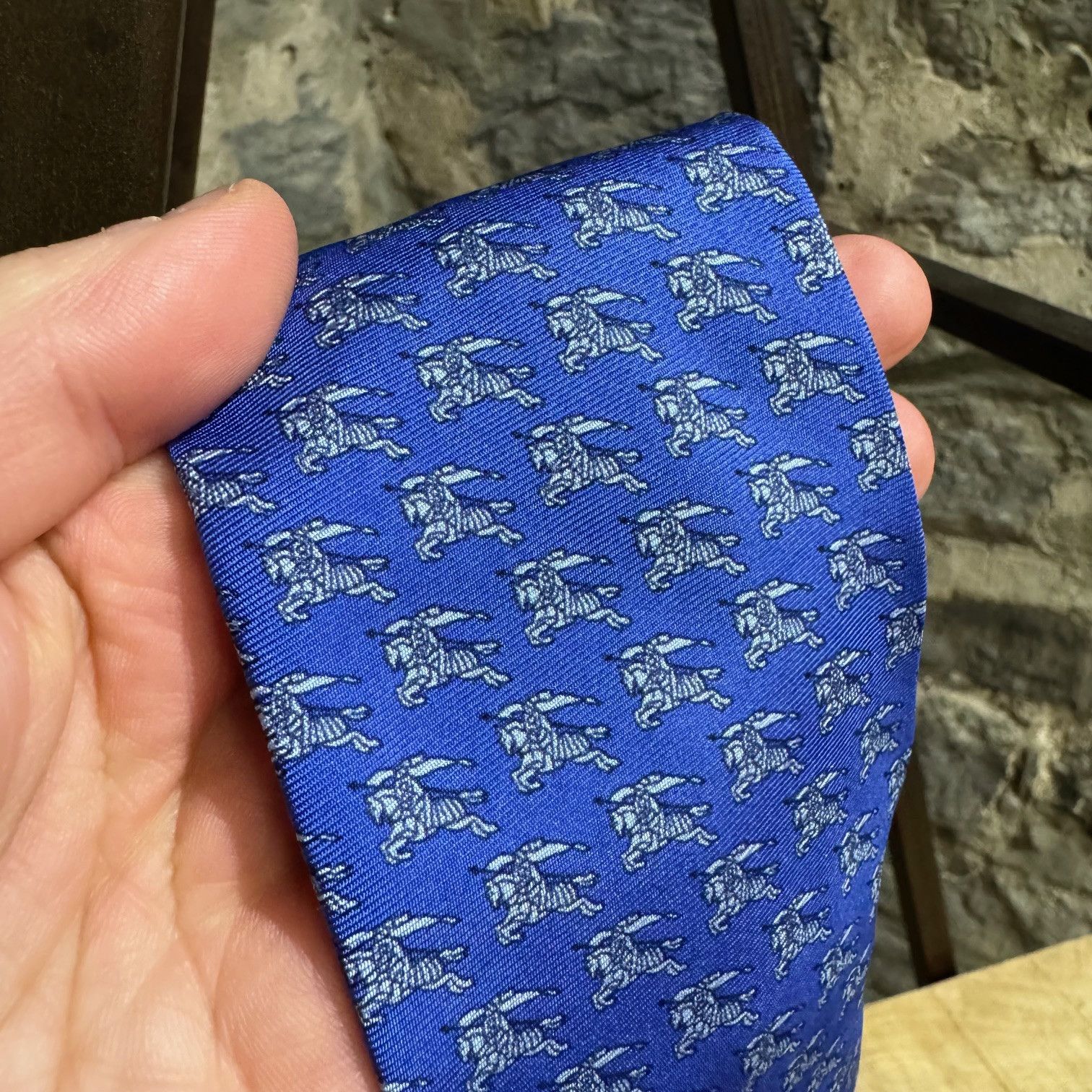 Burberry Burberry Knight Prints Blue Silk Tie Size ONE SIZE - 6 Thumbnail
