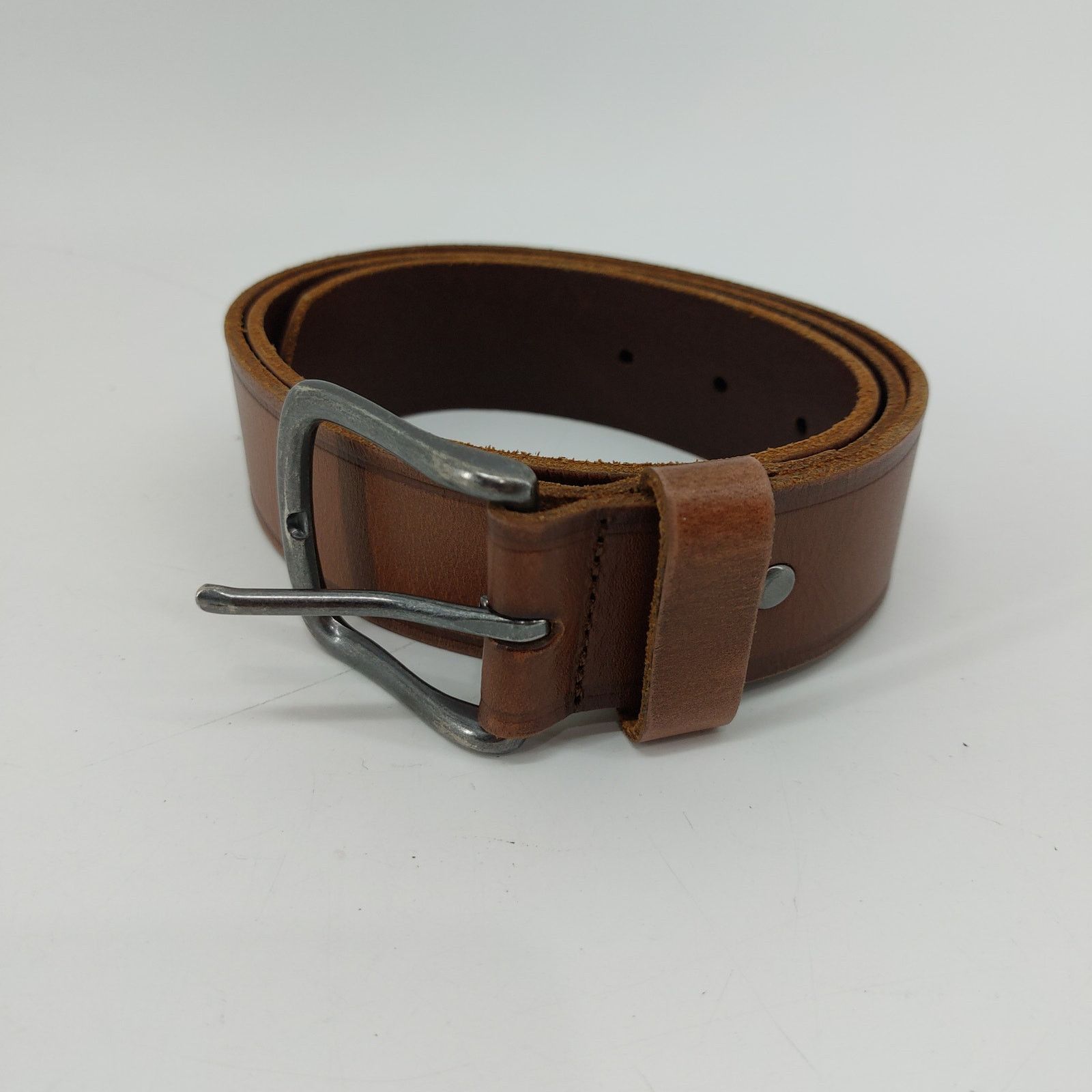 Wrangler Wrangler Mens Brown Leather Belt Sz 34 Silver 1 Prong Buckle Size 34 - 10 Thumbnail