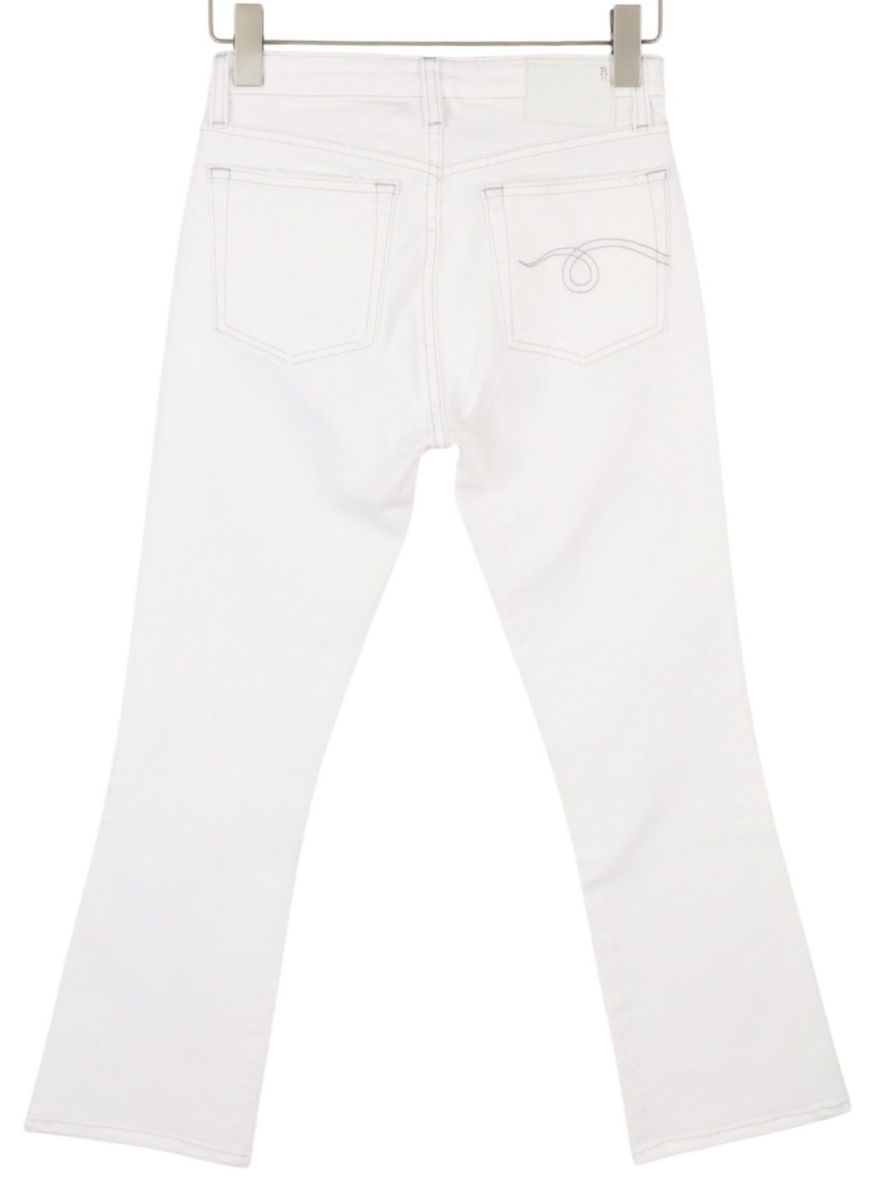R13 KICK FIT 27 Bale White Flared Cropped Light Jeans 86195 Size 27" / US 4 / IT 40 - 4 Thumbnail